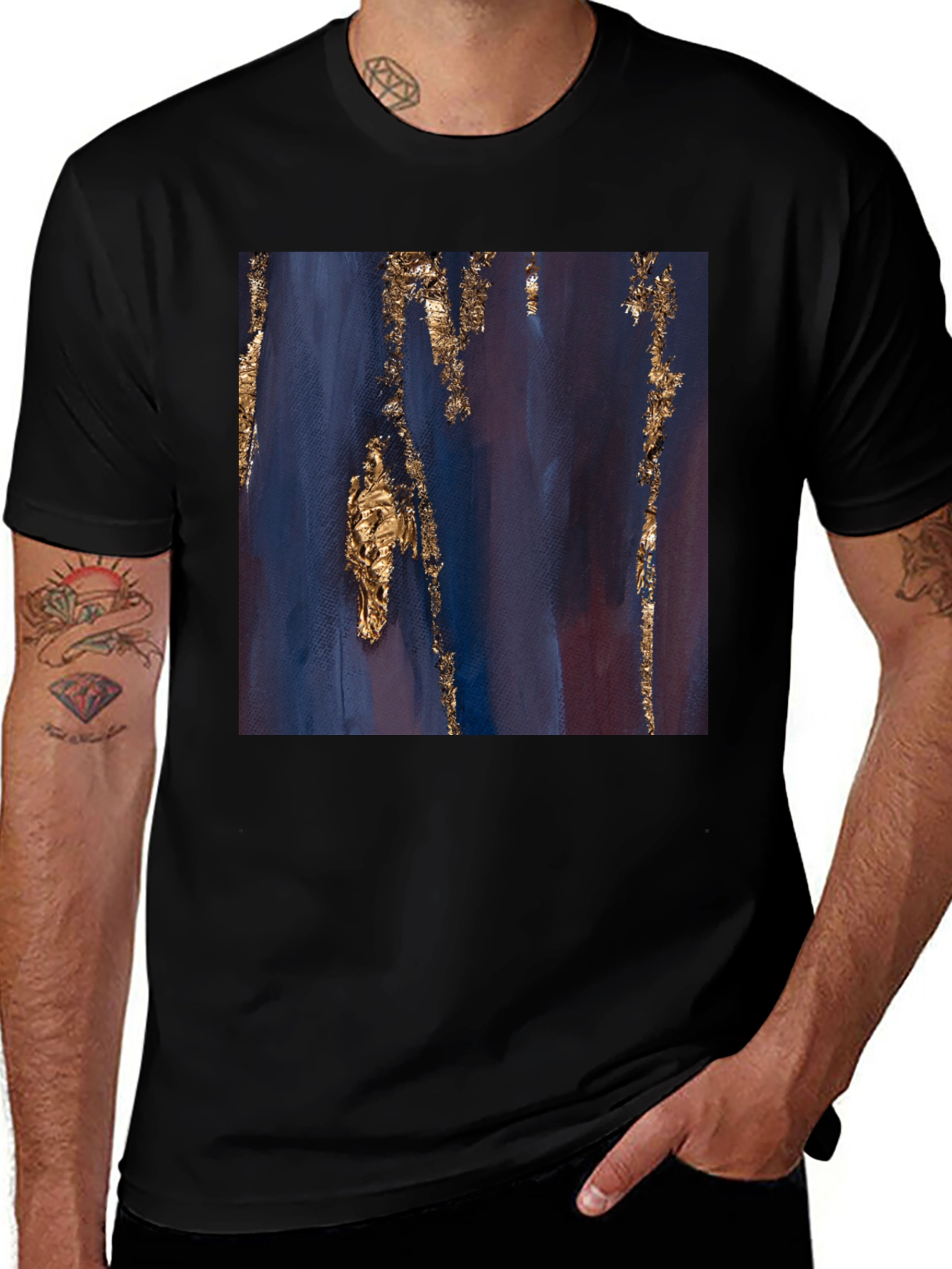 Variant 24 of Artistic Gold Foil Abstract Black T-Shirt