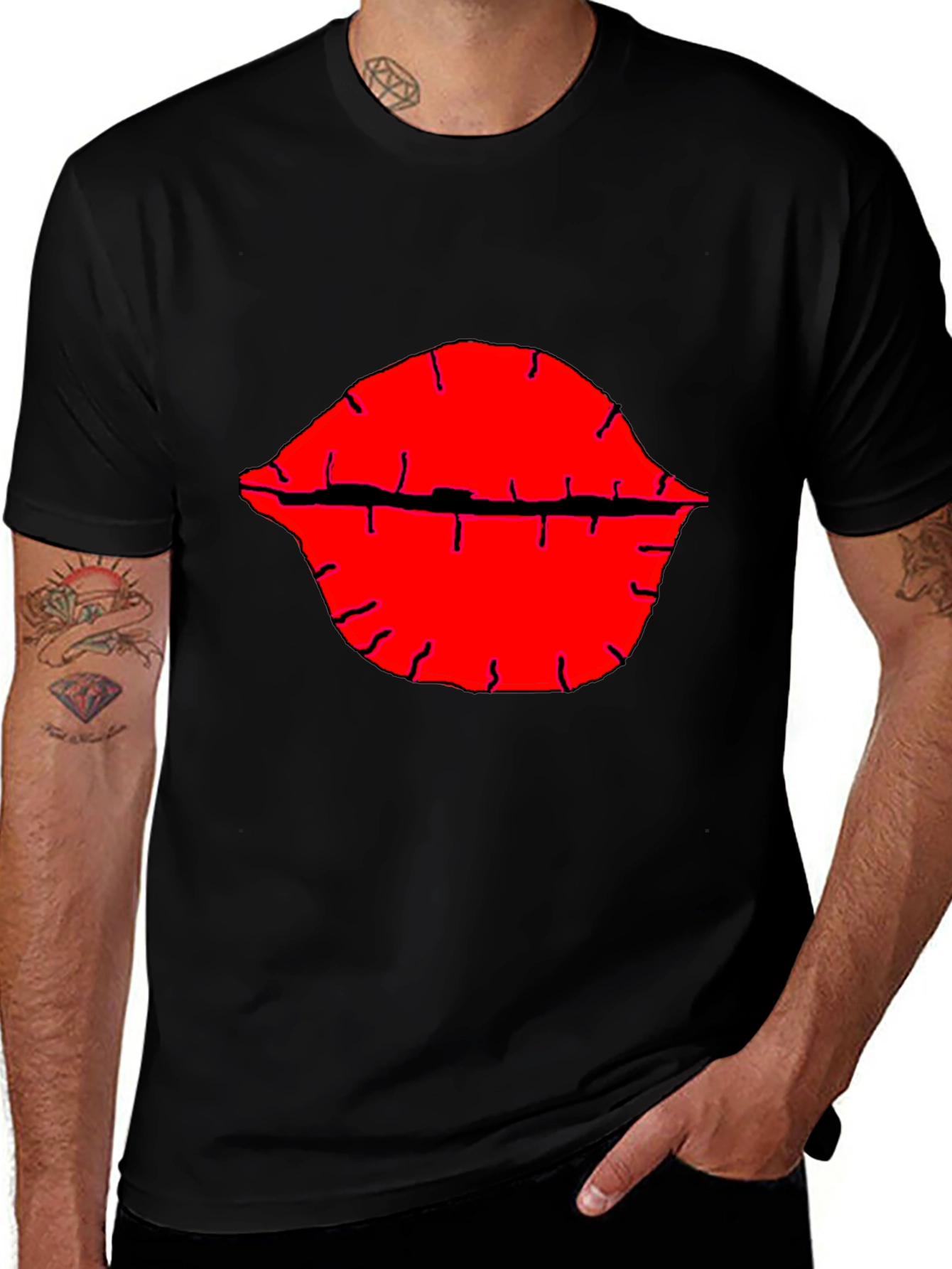 Variant 8 of Bold Lips Graphic Tee - Black
