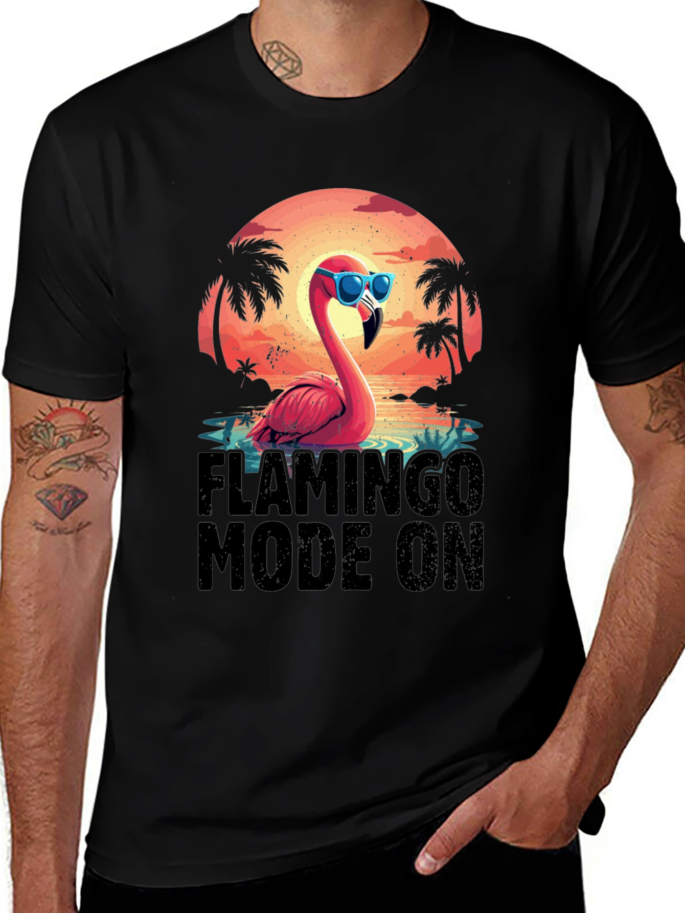 Variant 21 of Flamingo Mode On T-Shirt - Tropical Summer Vibes
