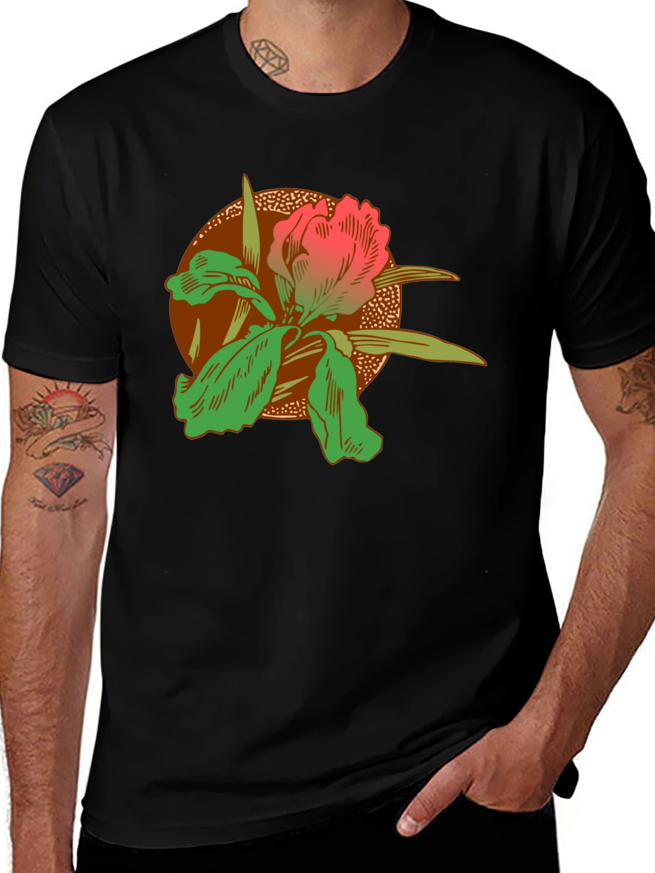 Variant 11 of Floral Graphic Tee - Botanical Black T-Shirt