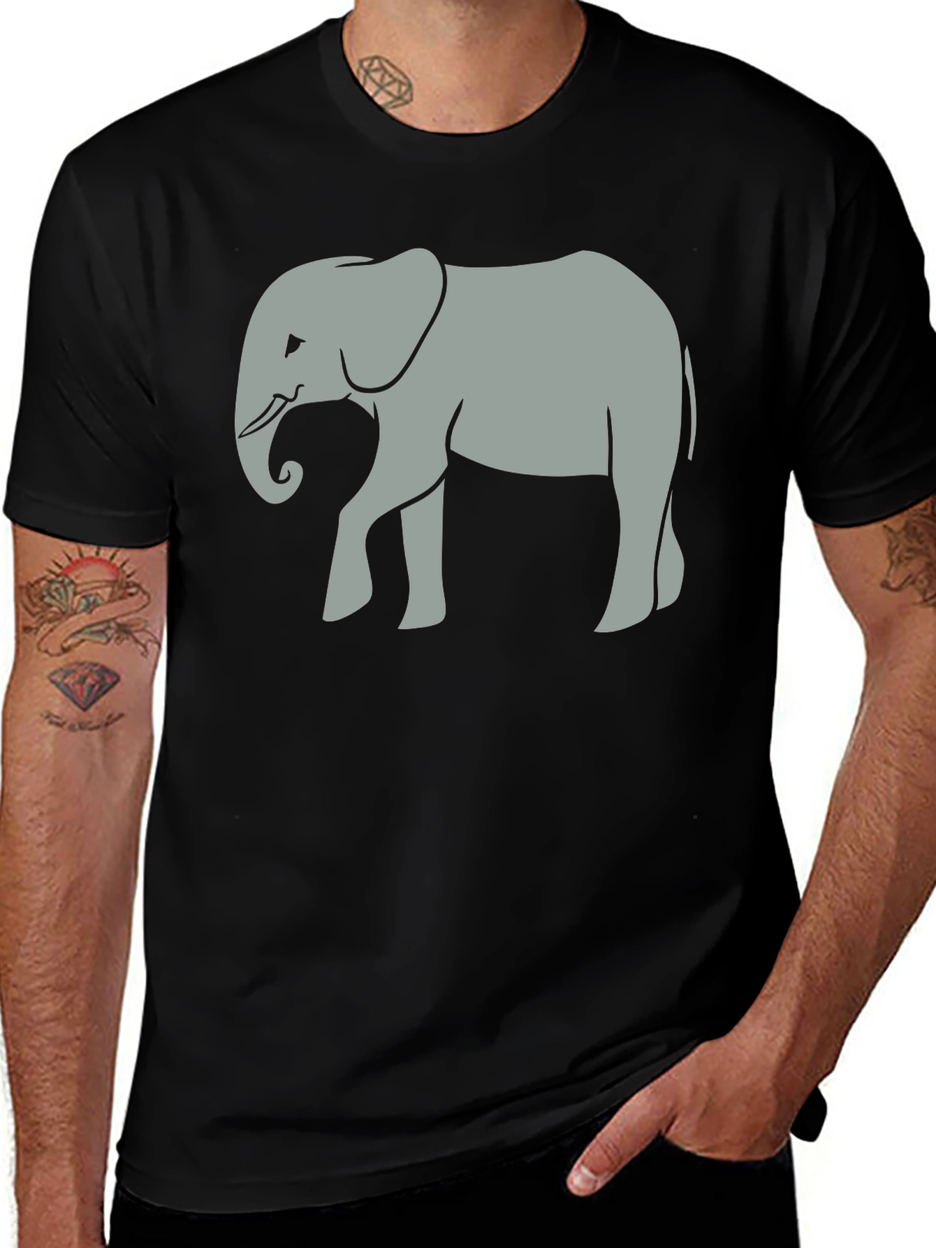 Black Elephant Graphic Tee - Unisex Black Cotton T-Shirt main image