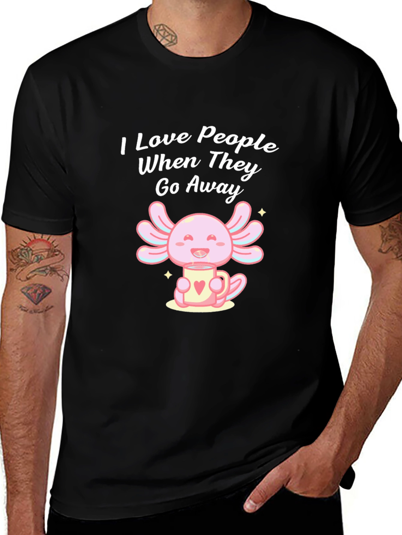 Variant 20 of I Love People When They Go Away Black T-Shirt