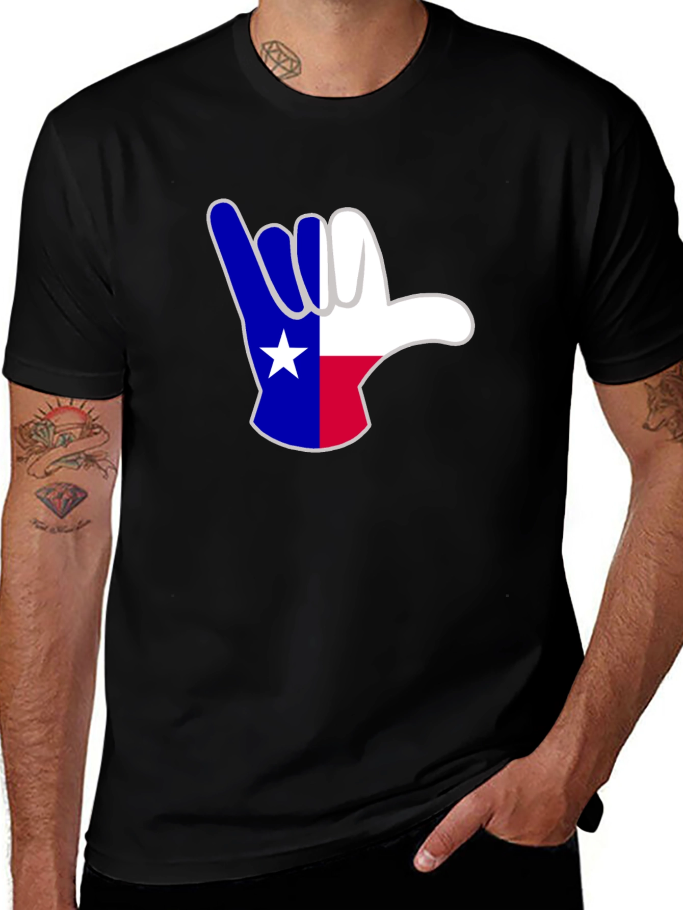 Black Texas Shaka Hand Sign T-Shirt main image