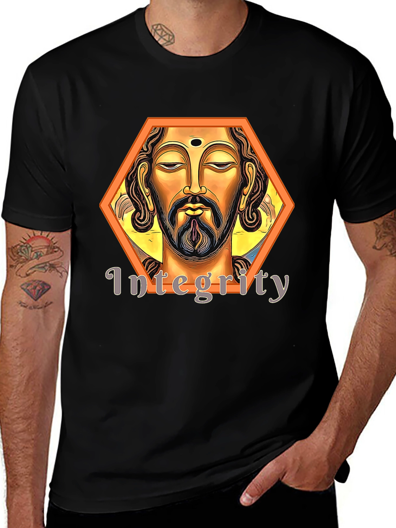 Variant 8 of Integrity Graphic Tee - Black, Artistic Spiritual Design