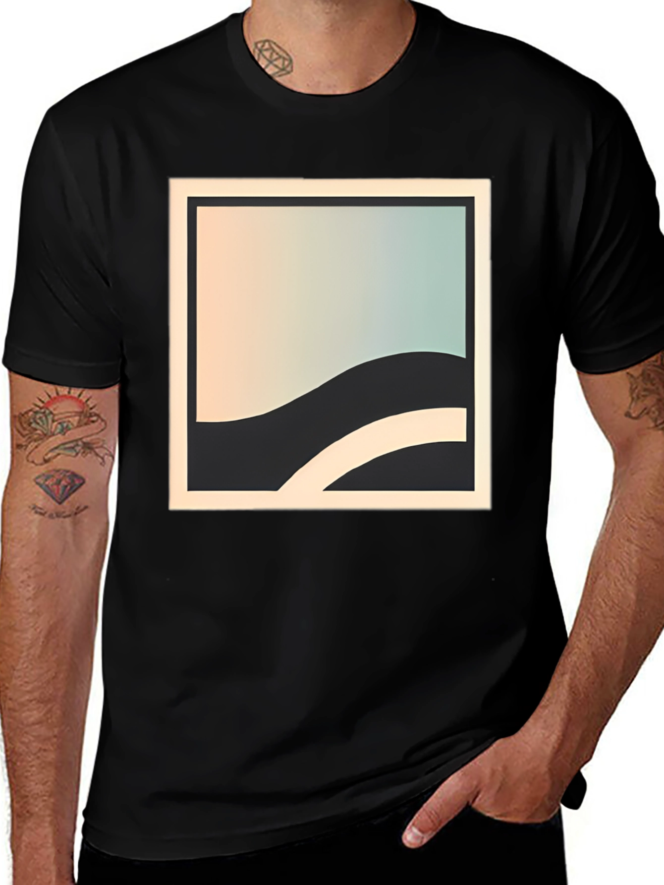 Variant 4 of Abstract Wave Graphic Tee - Modern Minimalist Style