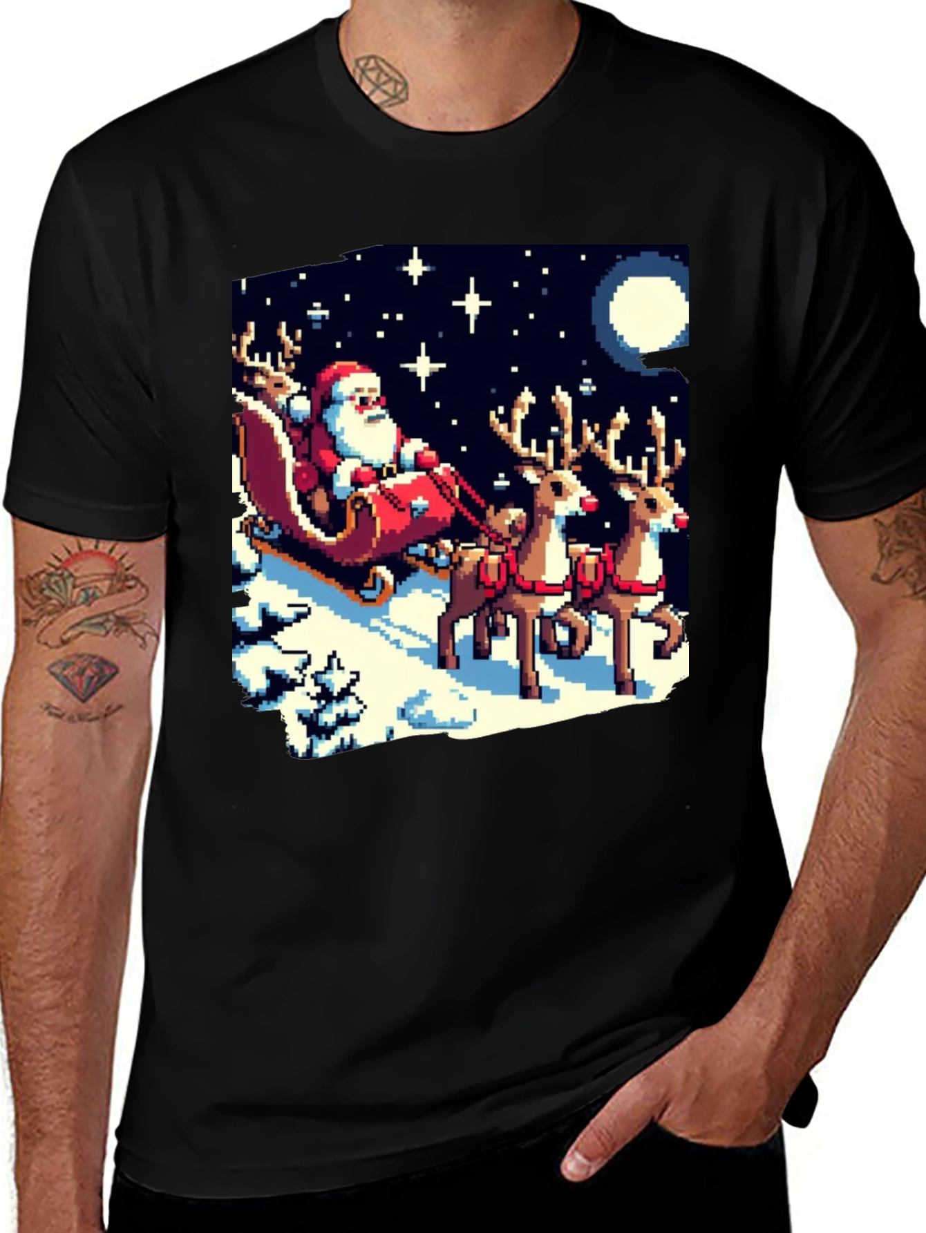 Retro Santa T-Shirt: Pixelated Holiday Fun!