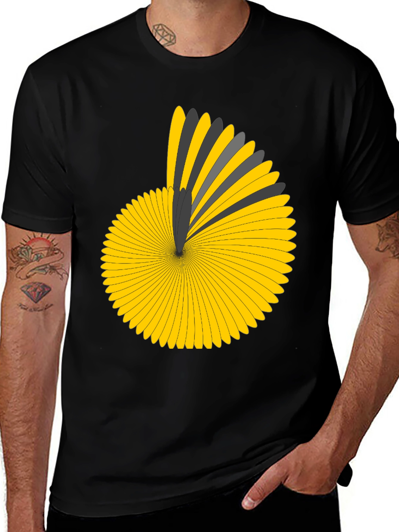 Variant 30 of Geometric Pattern Black T-Shirt