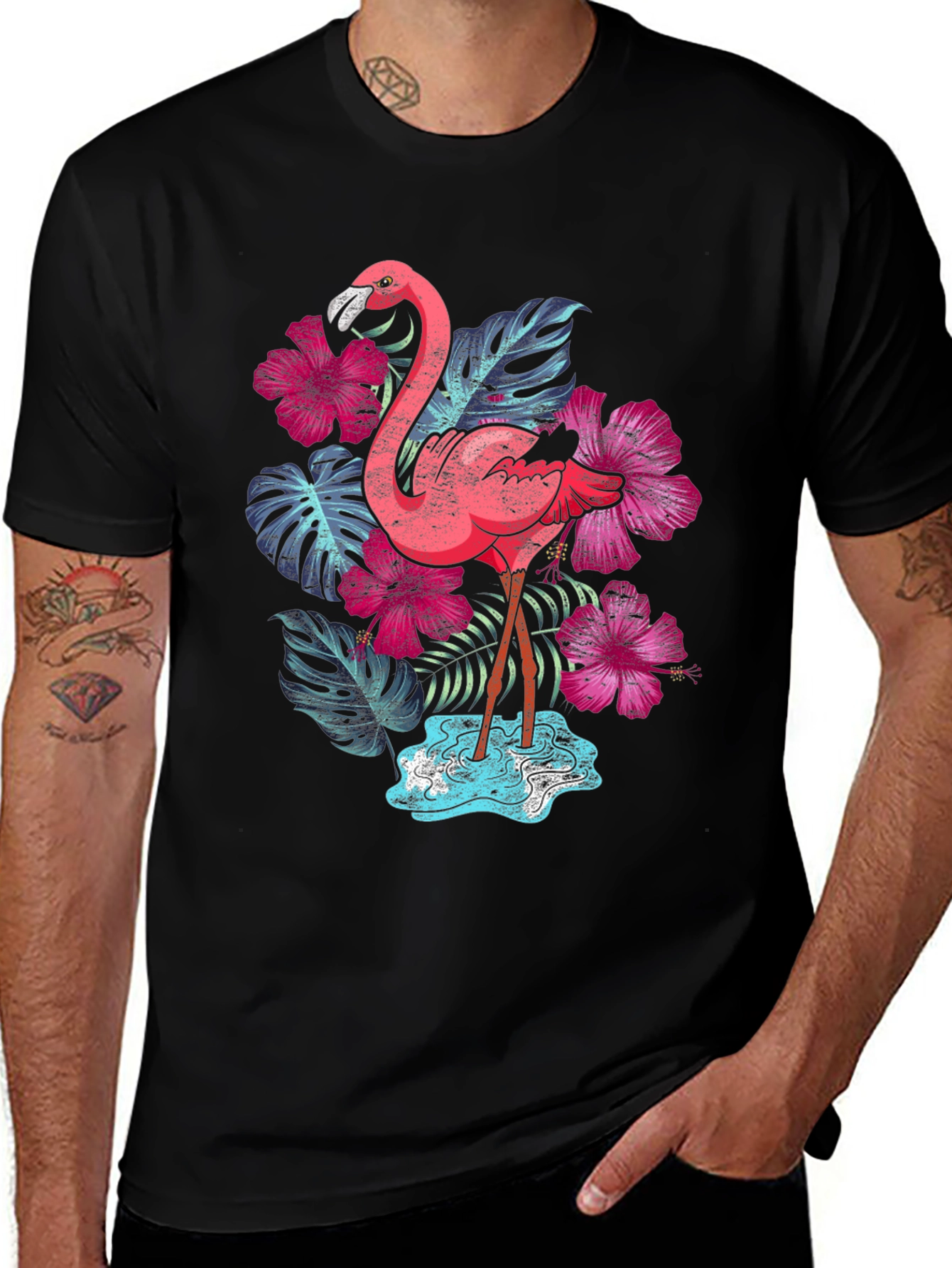 Variant 2 of Tropical Flamingo Graphic Print Tee