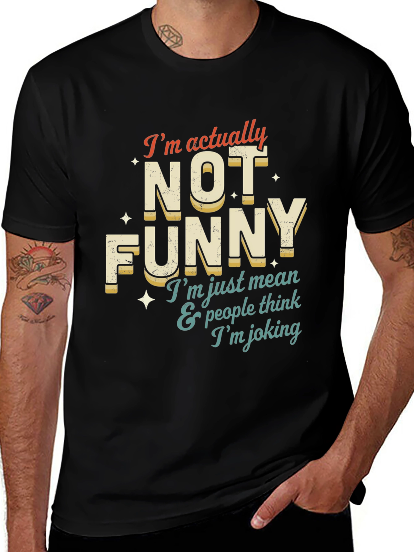 Black Funny T-Shirt: I'm Not Funny main image
