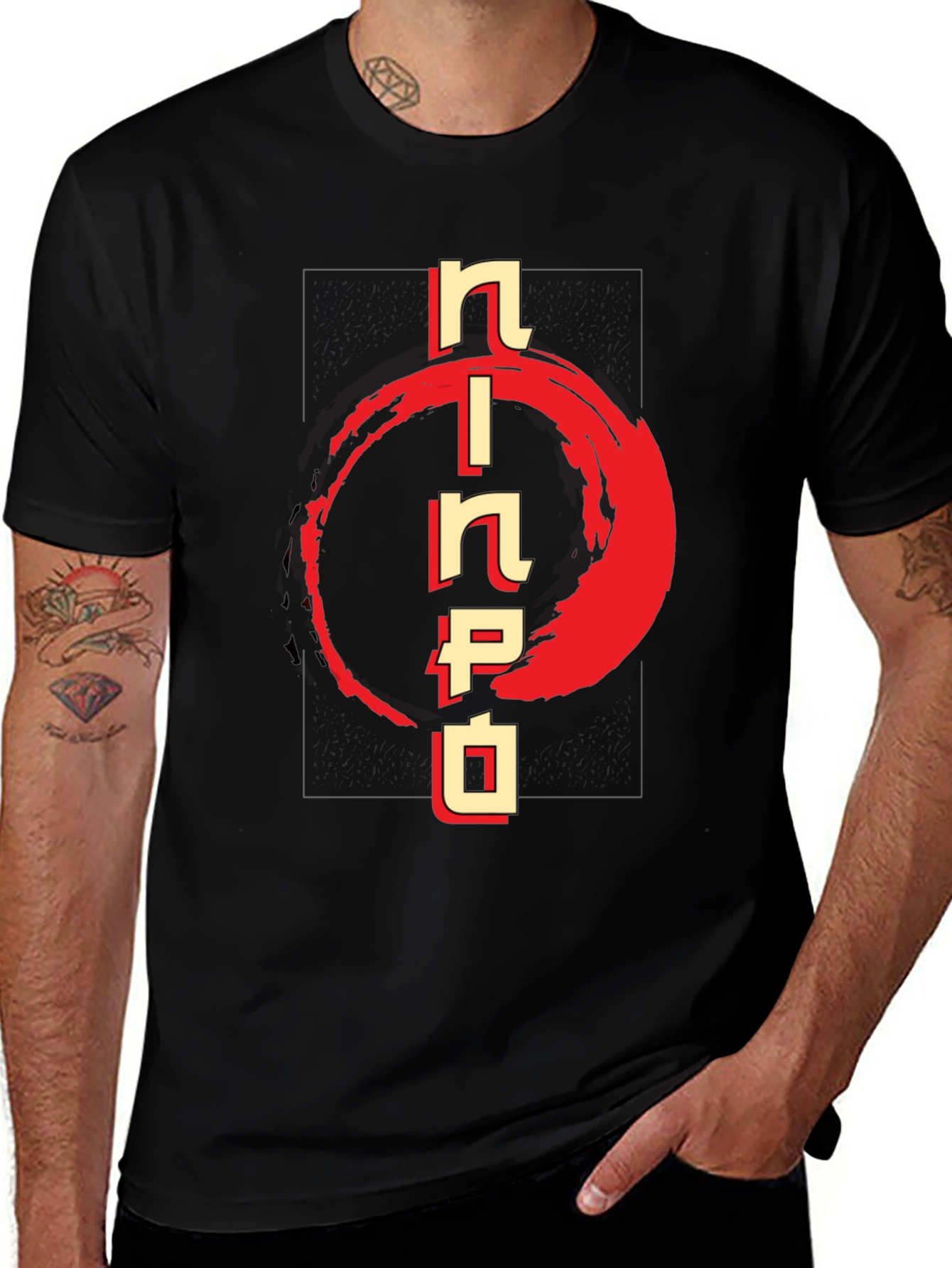 Black Ninja T-Shirt - Japanese Calligraphy Design main image