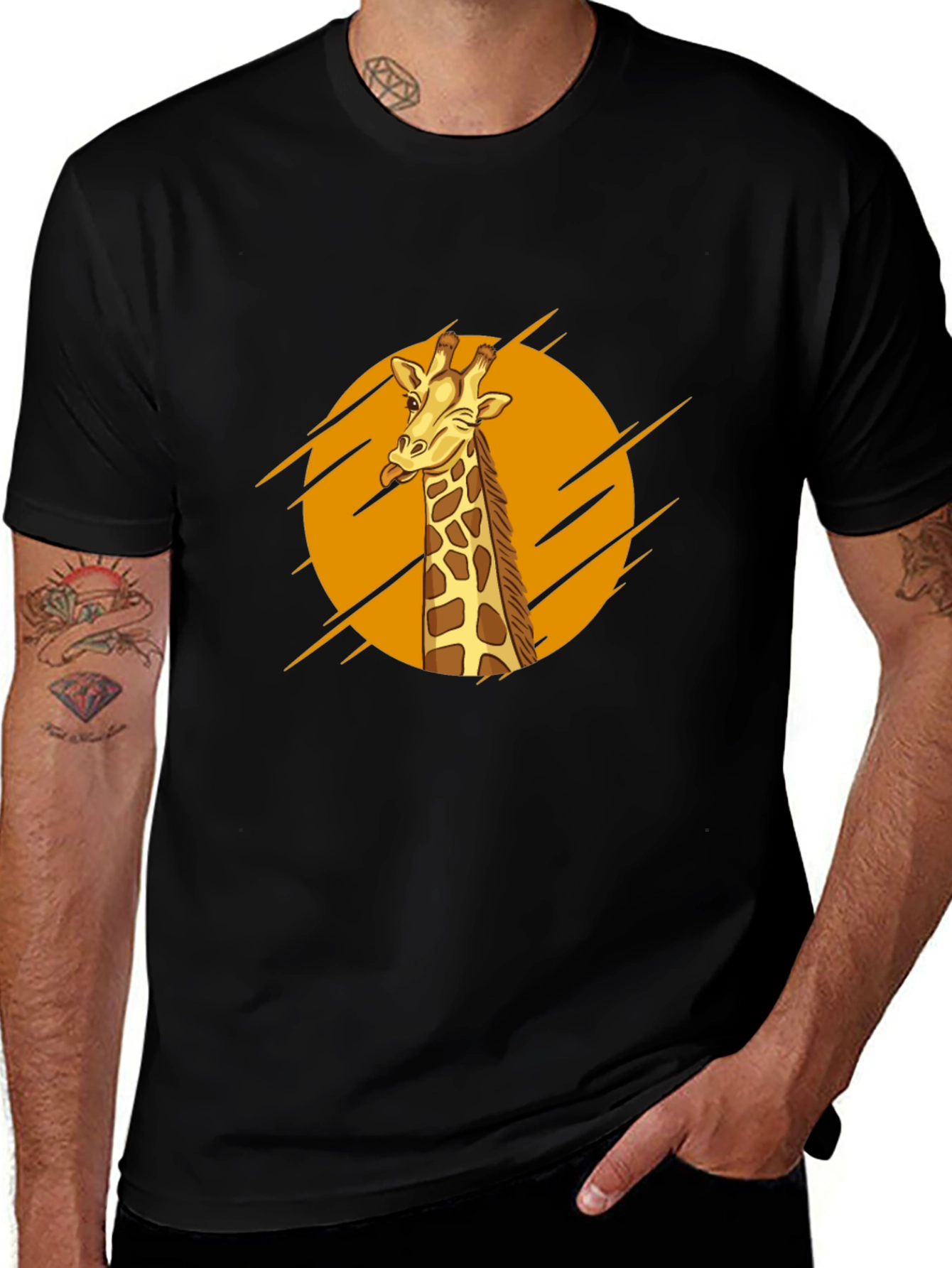 Variant 27 of Giraffe Graphic Tee - Men's Black T-Shirt
