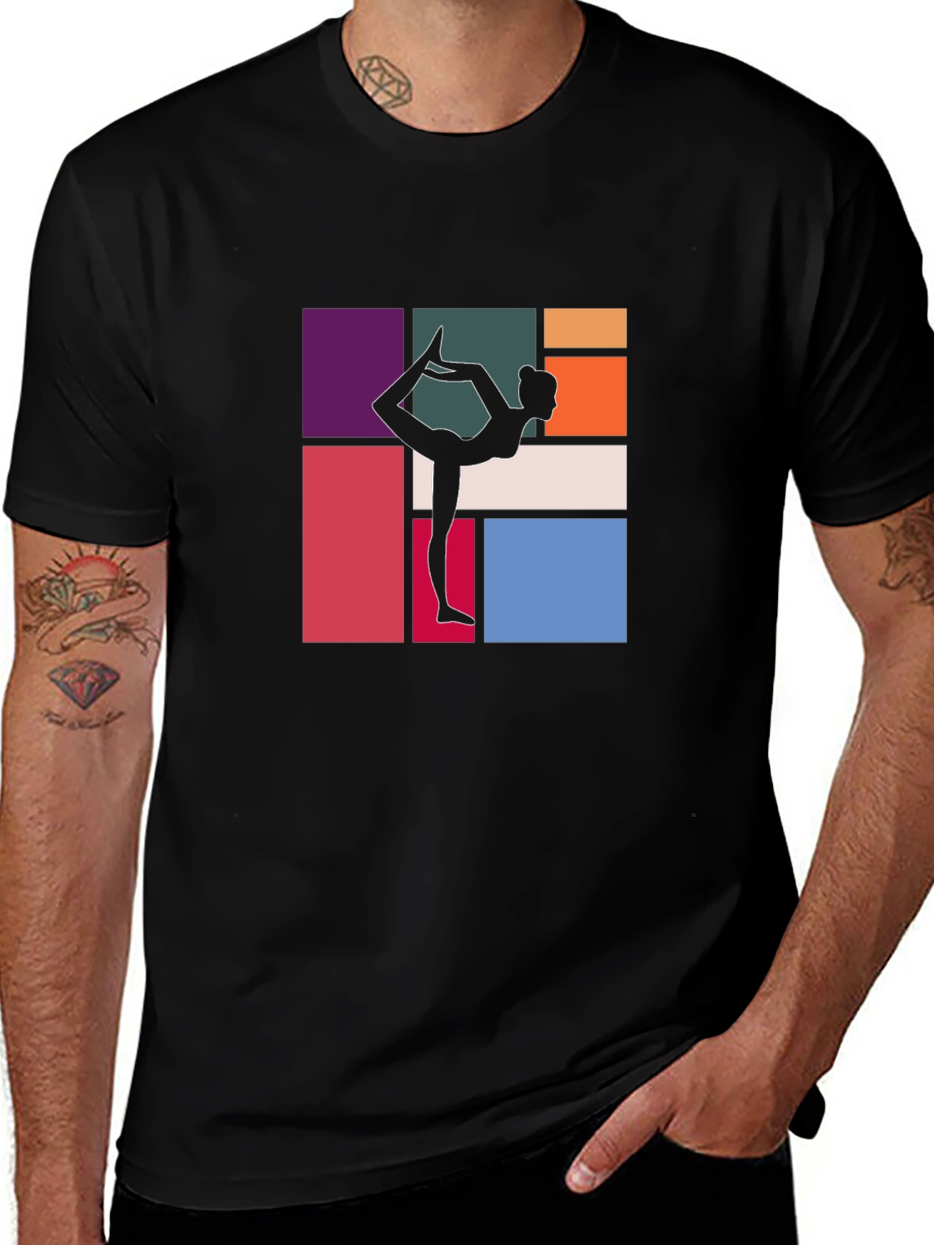 Variant 6 of Yoga Silhouette Graphic Tee - Modern Abstract Design