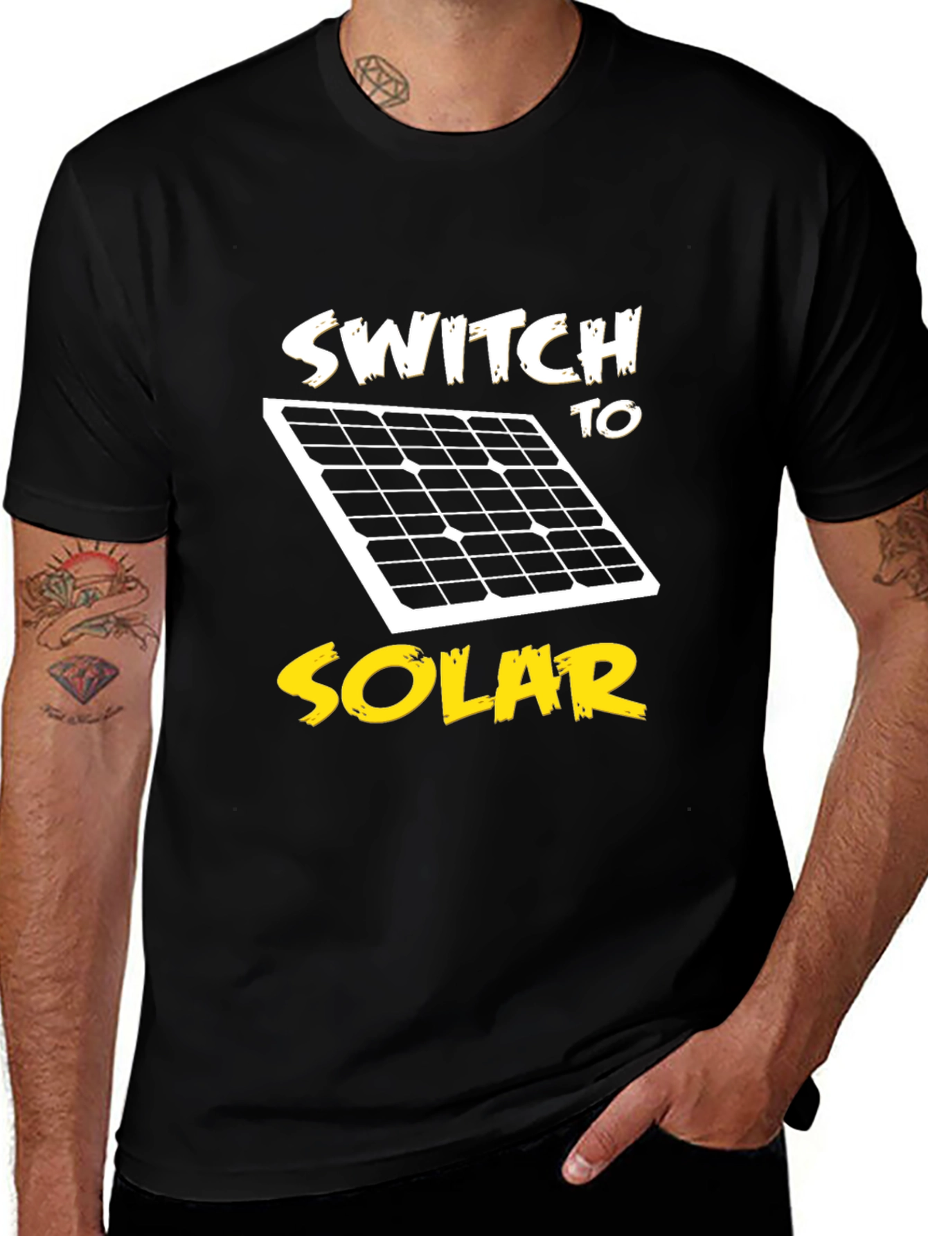 Variant 9 of Switch to Solar Black T-Shirt - Eco-Friendly Energy