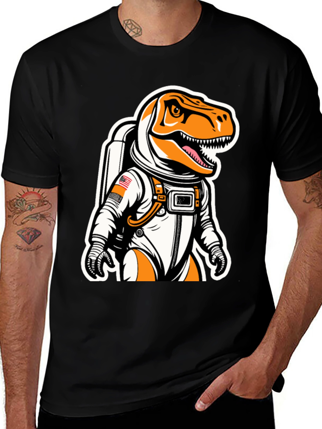 Variant 13 of Dino Astronaut Graphic Tee - Space T-Rex Design