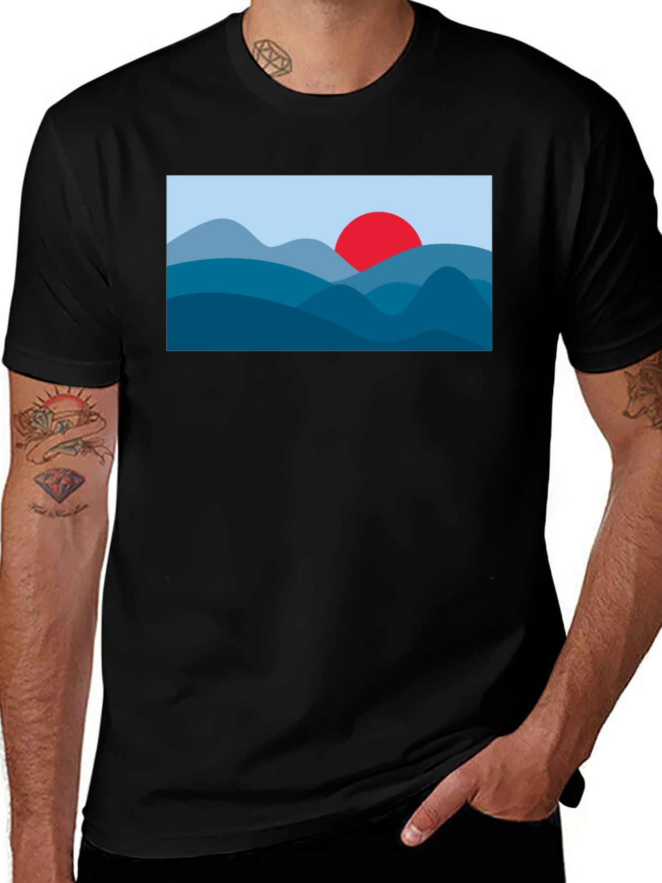 Variant 4 of Sunset Mountain Graphic Tee - Black