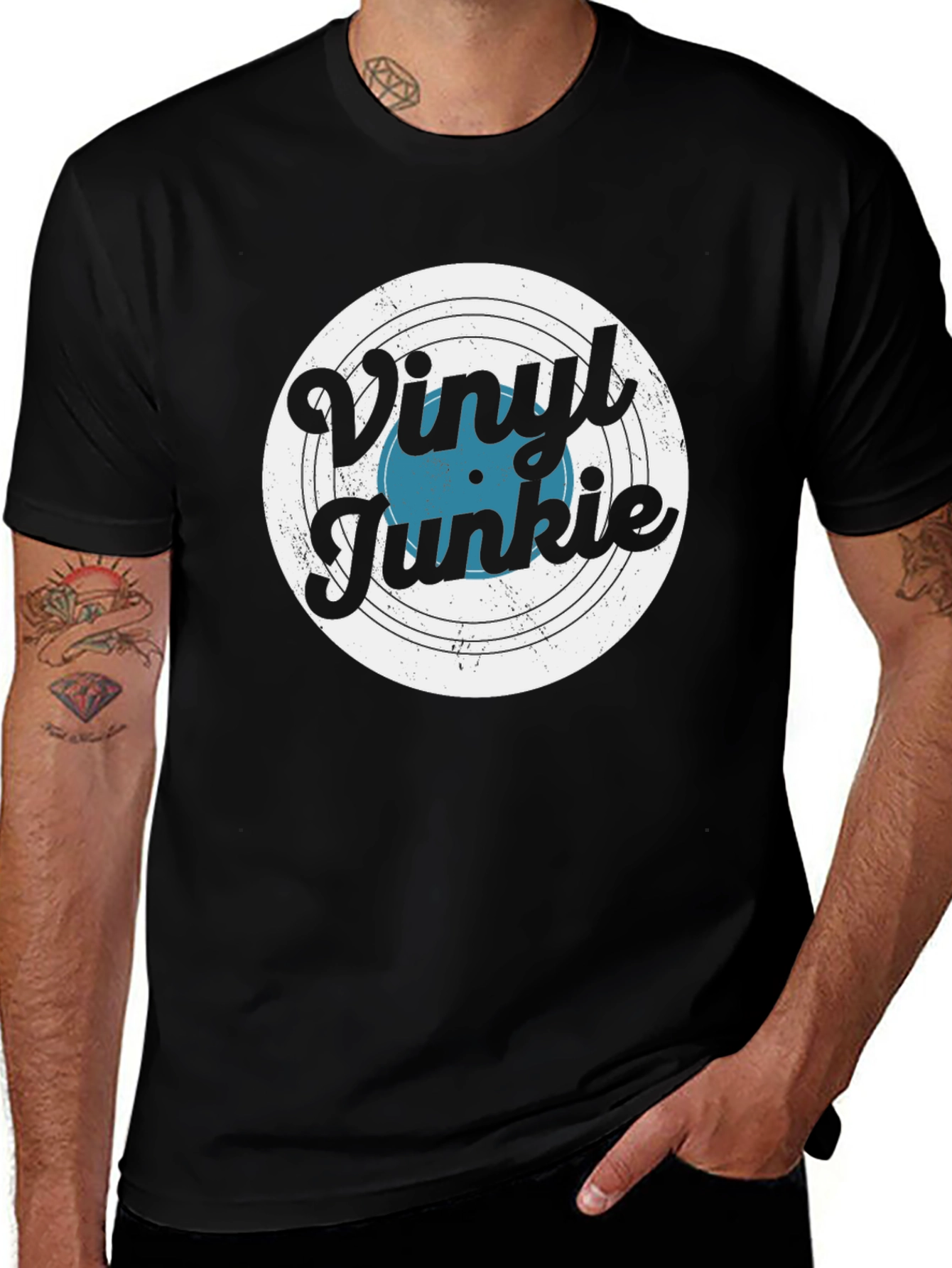 Variant 18 of Vinyl Junkie Graphic Tee - Retro Music Lover T-Shirt