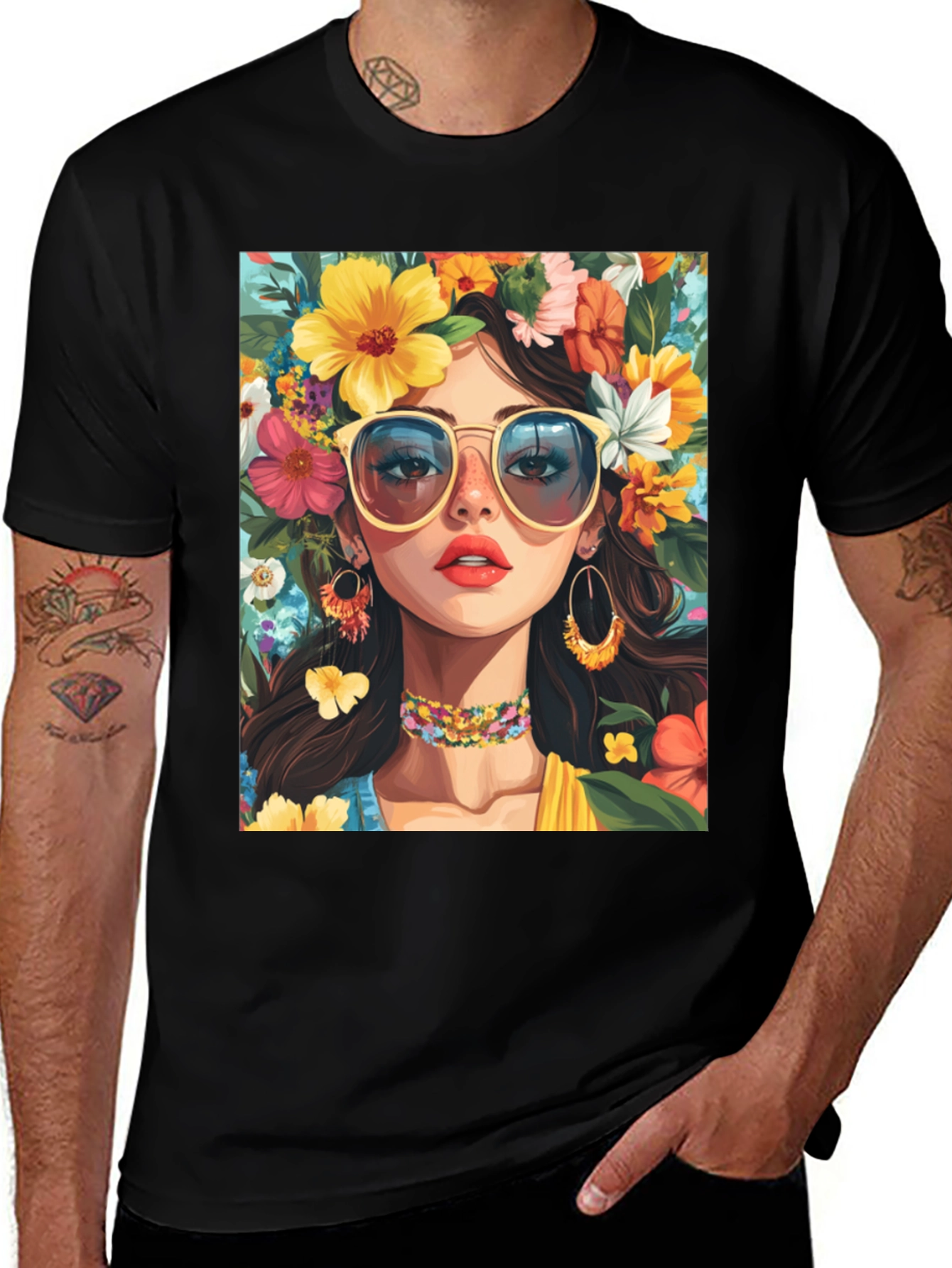 Variant 30 of Floral Girl Graphic Tee - Stylish Unisex T-Shirt