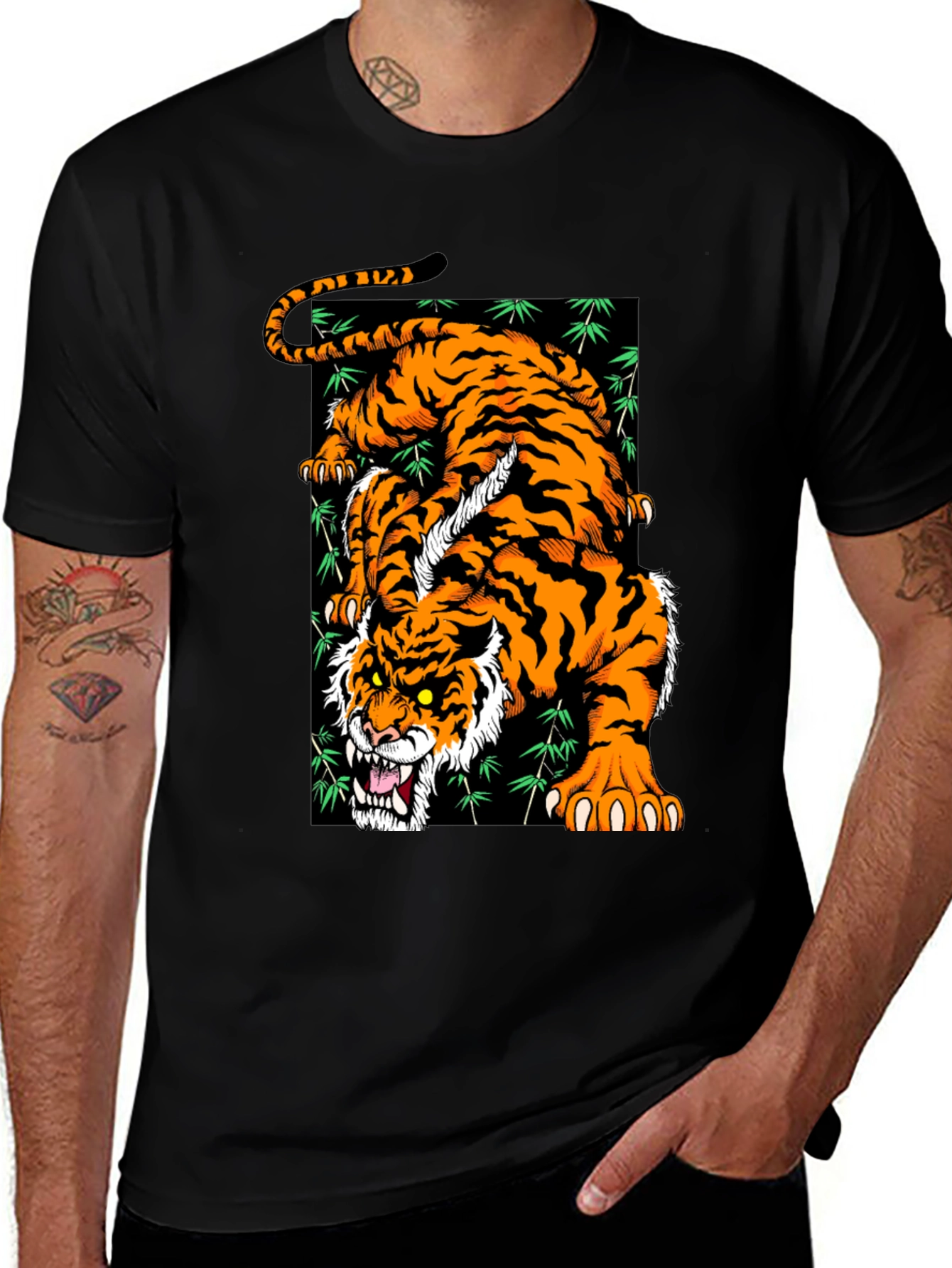 Variant 12 of Roaring Tiger Graphic T-Shirt - Stylish Black Tee