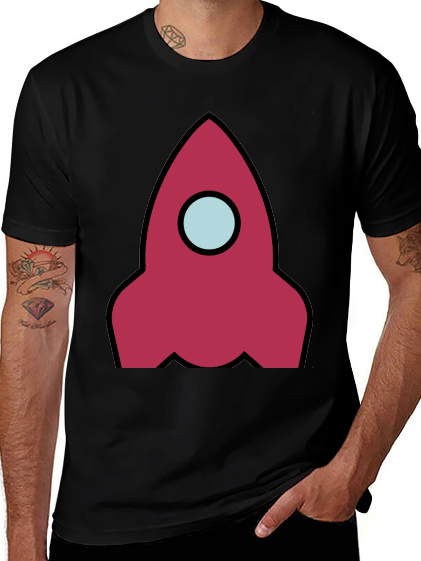 Rocket Graphic Black T-Shirt - Space Adventure