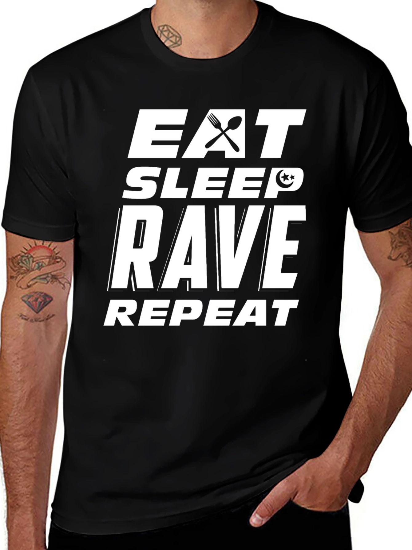 Variant 5 of Eat Sleep Rave Repeat Graphic Tee