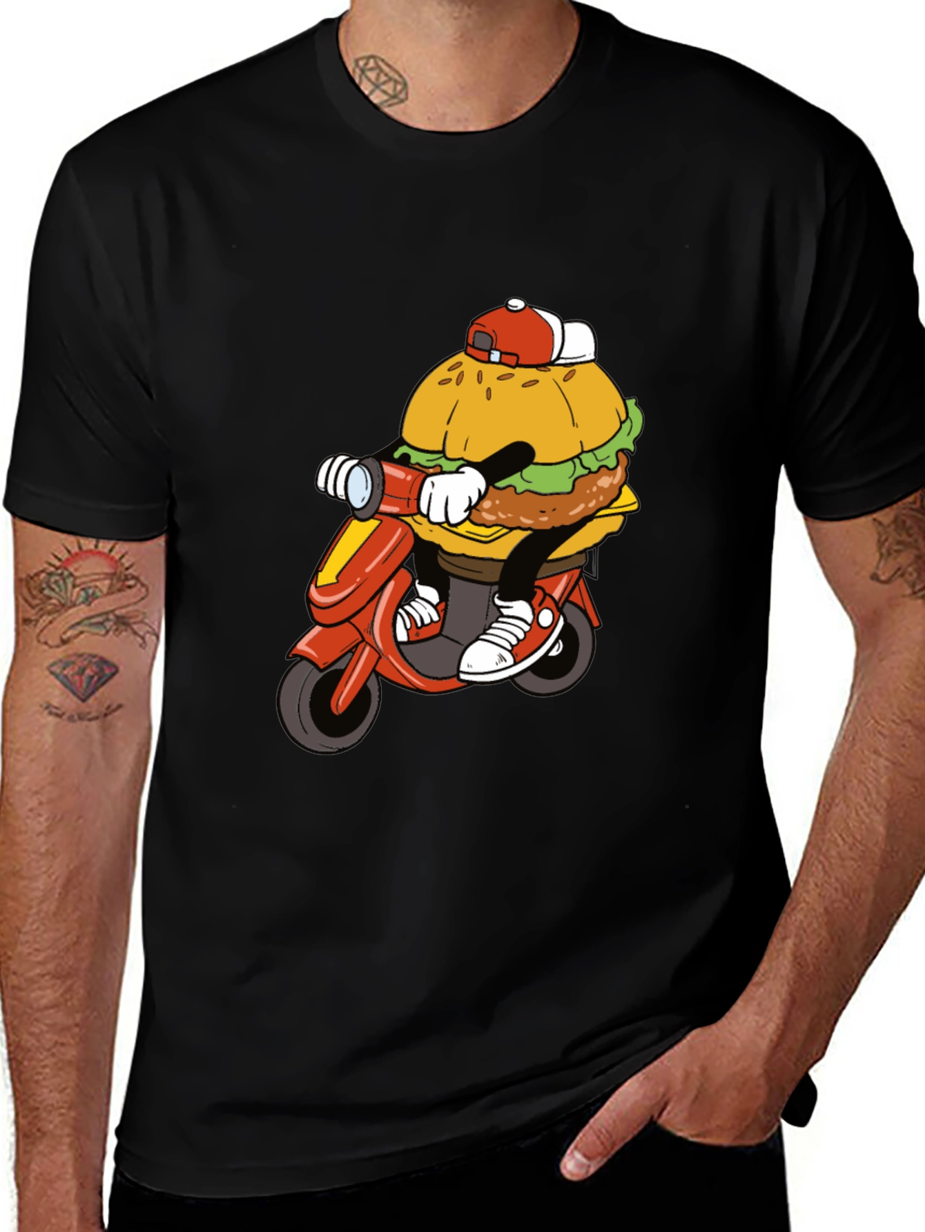 Variant 19 of Burger Rider T-Shirt - Cool & Quirky Design