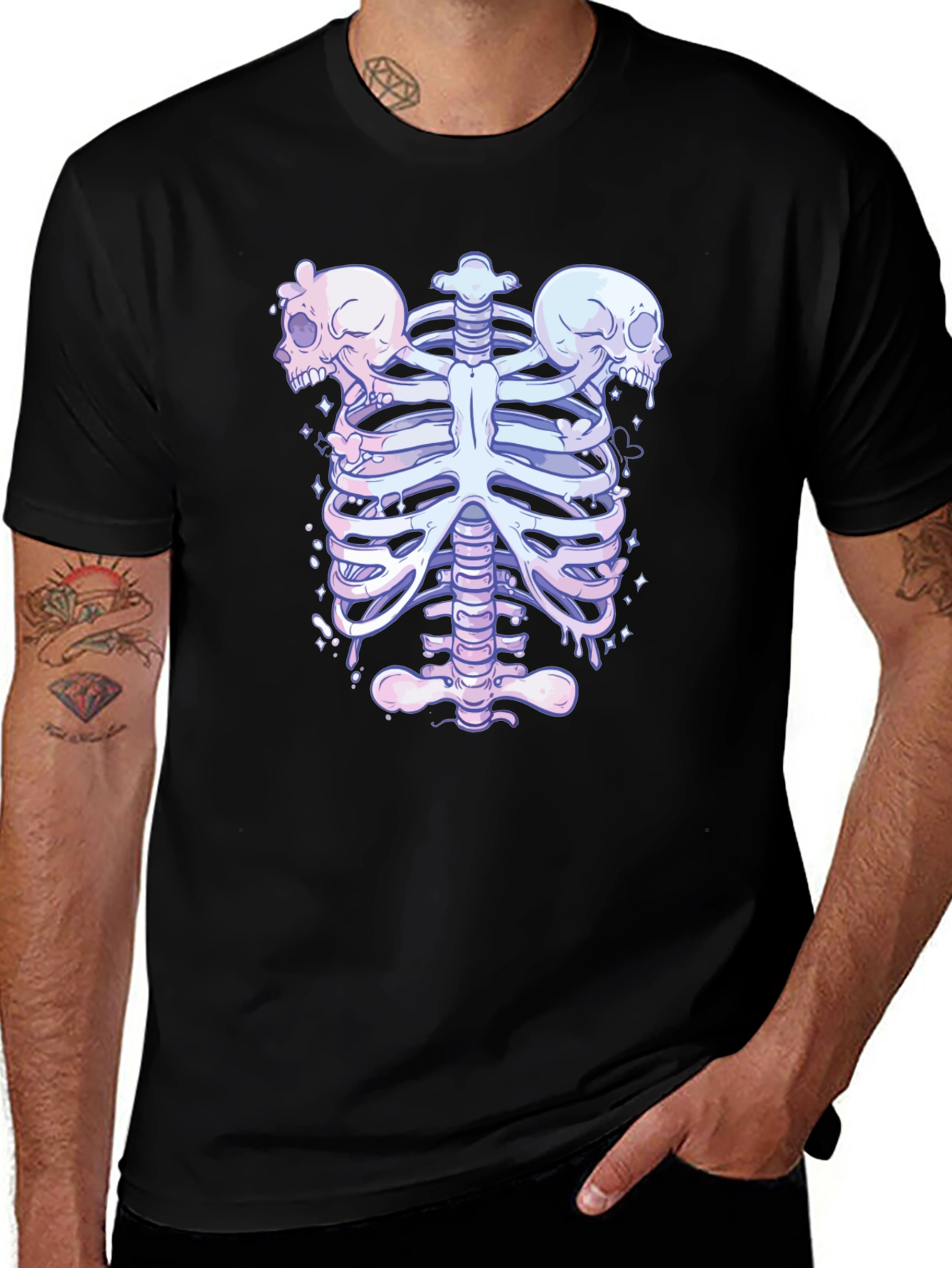 Variant 21 of Skull Ribcage Graphic Tee - Unique Anatomical Design