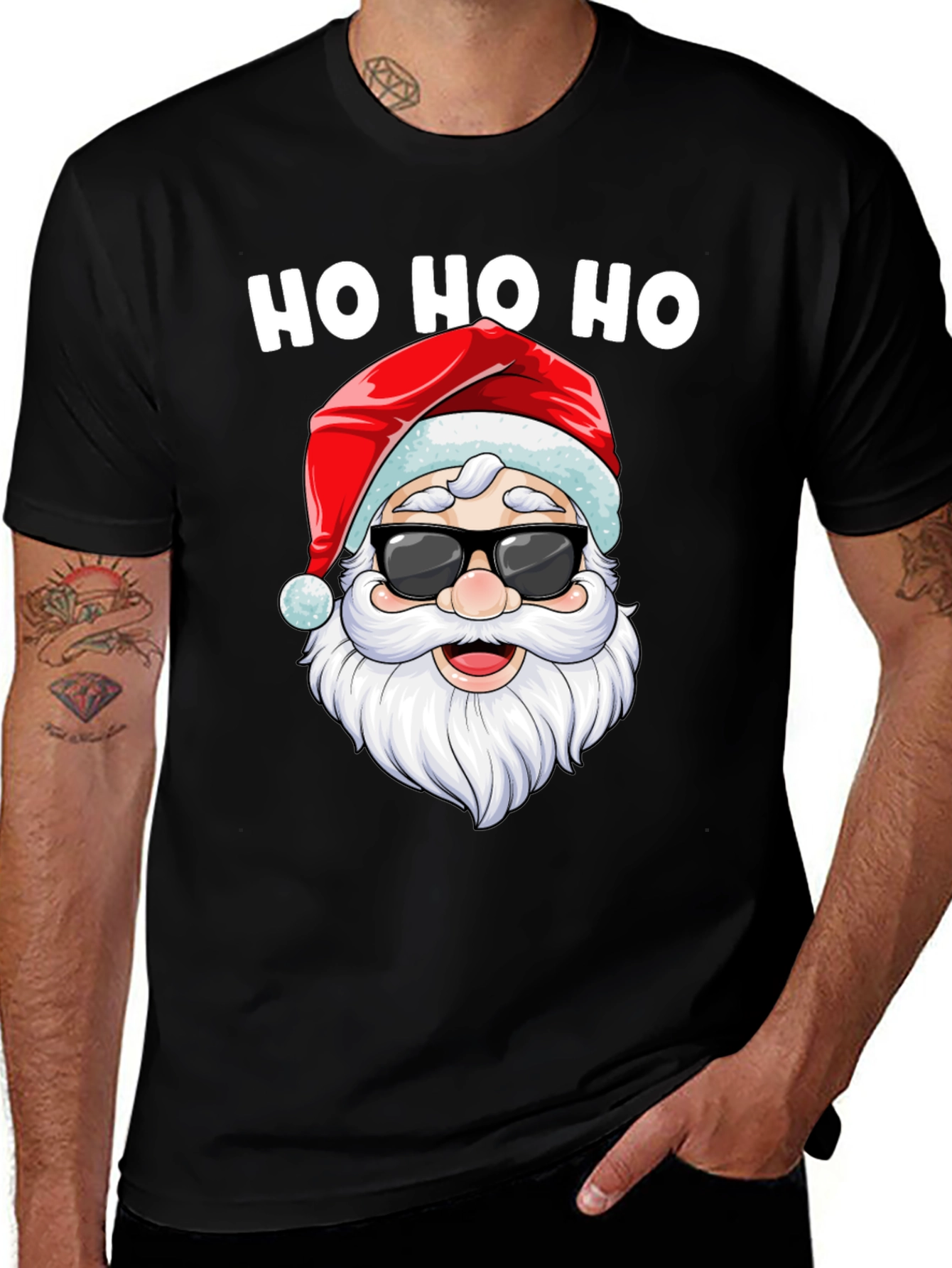 Cool Santa "Ho Ho Ho" Black Tee