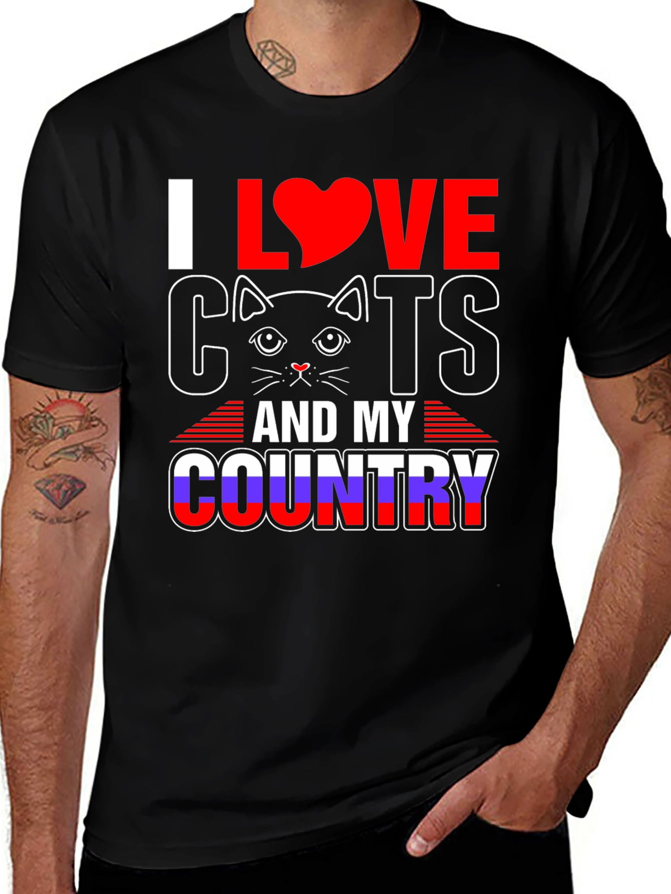 Variant 5 of I Love Cats and My Country T-Shirt