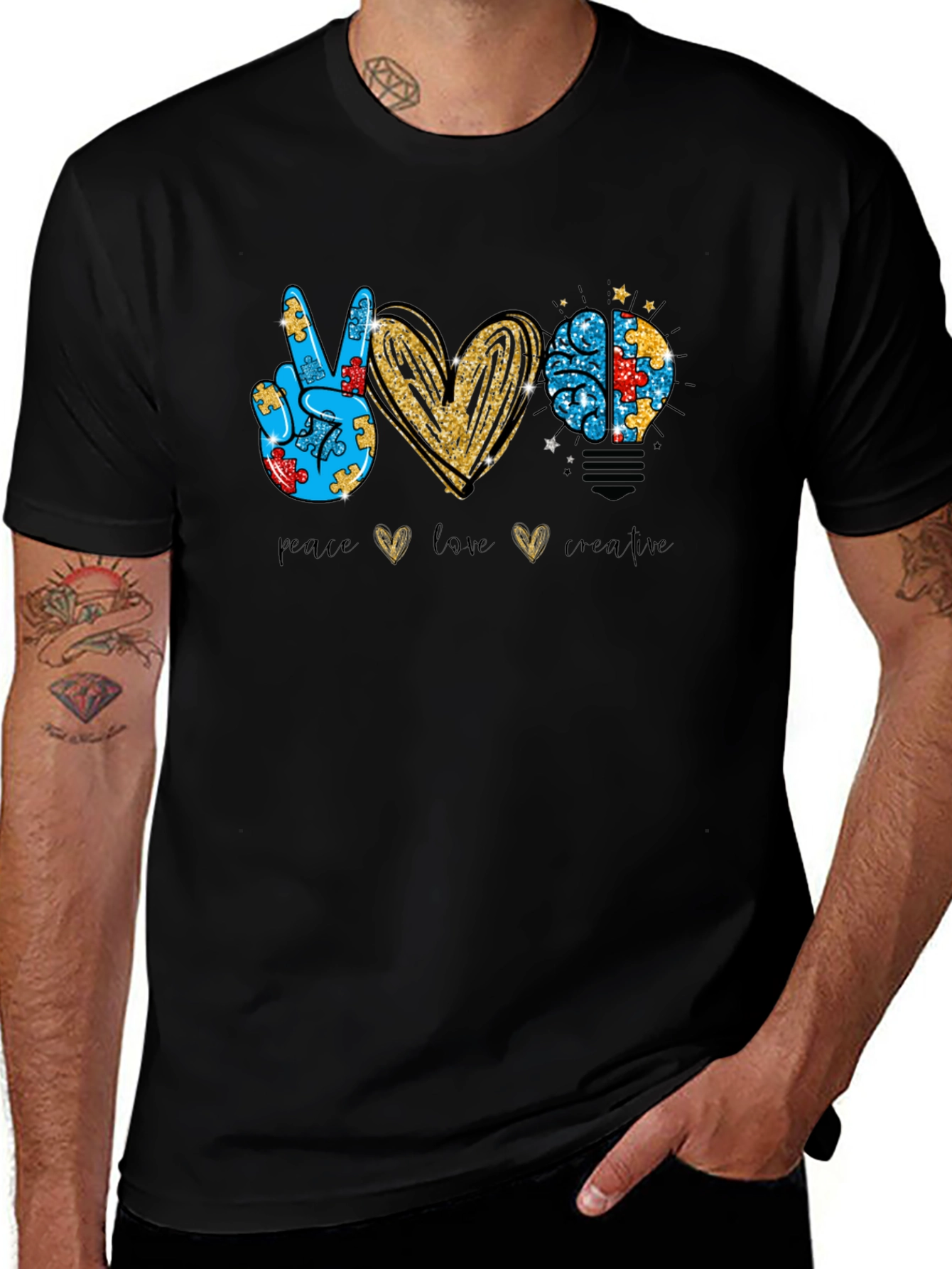 Peace Love Creative Autism Awareness Tee