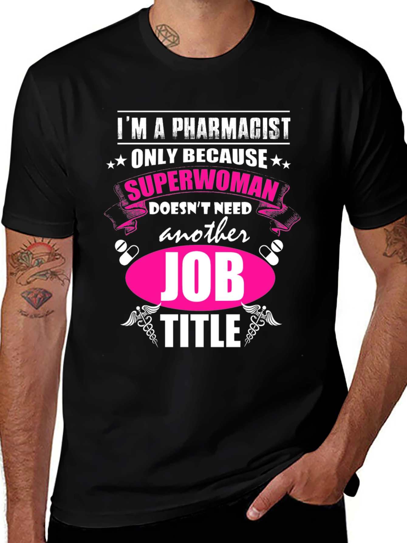 Variant 21 of Pharmacist Superwoman T-Shirt, Funny Job Title Tee