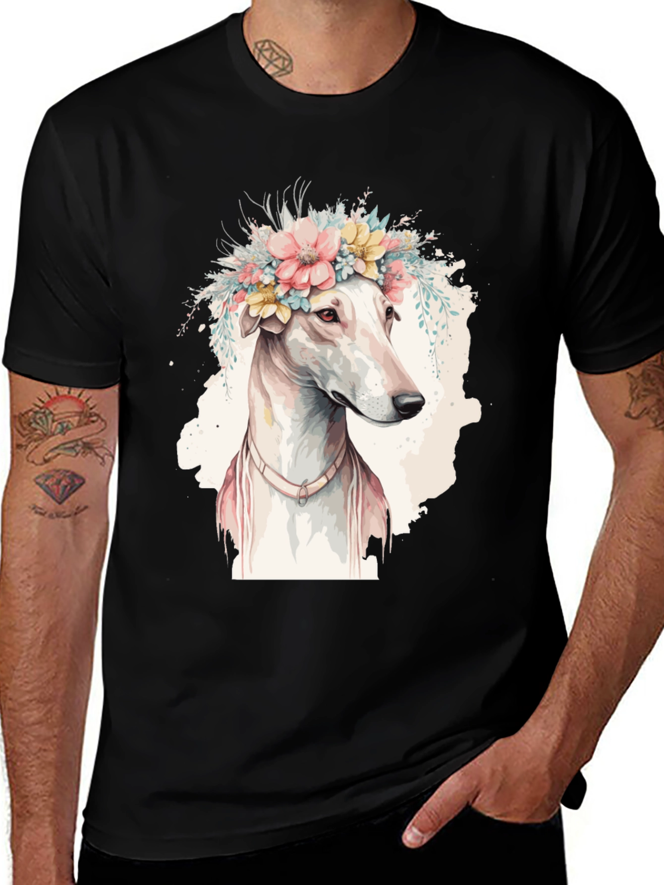 Variant 11 of Dog with Floral Crown T-Shirt - Unique Pet Lover Gift