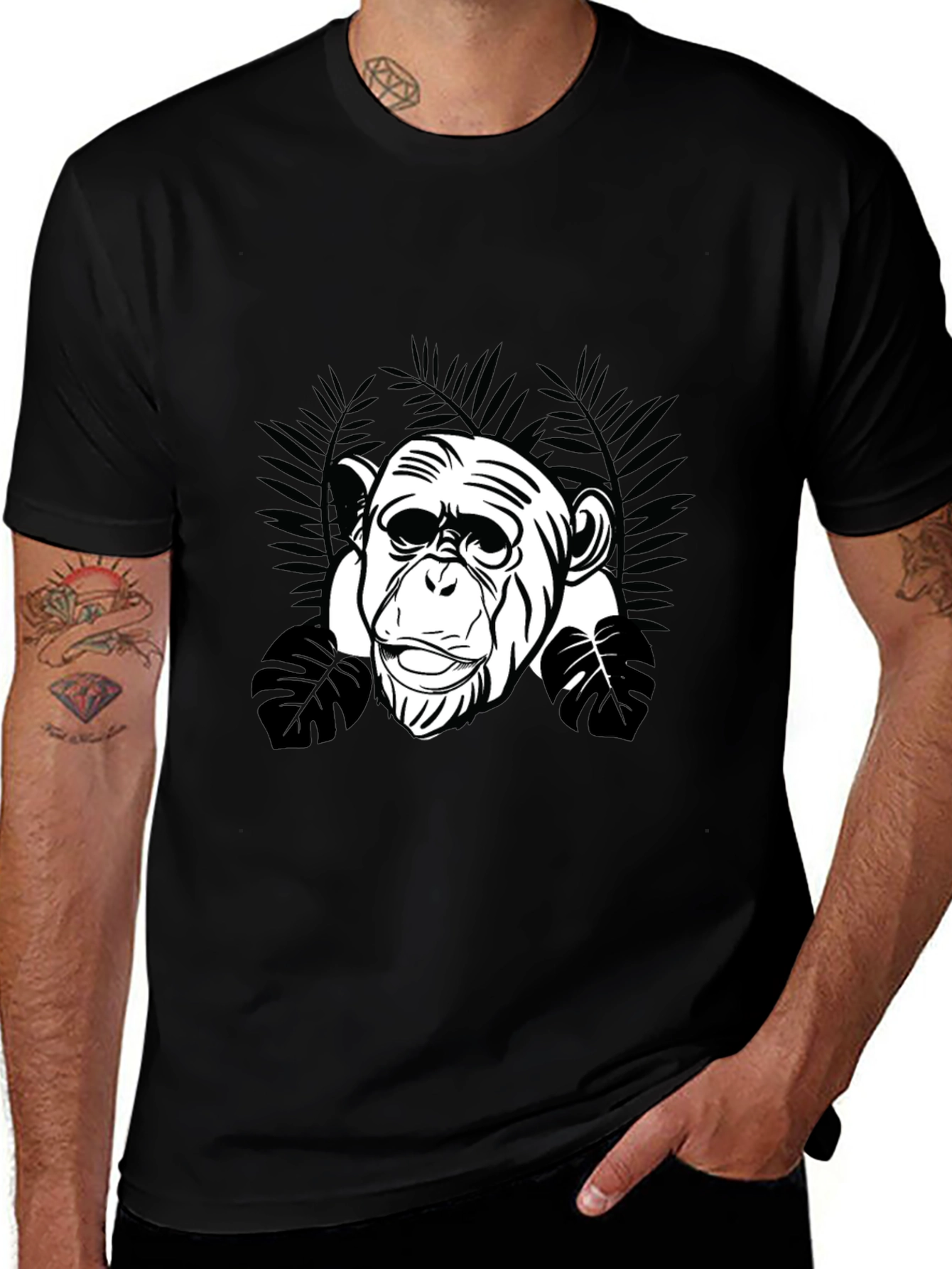 Variant 16 of Monkey Graphic T-Shirt - Black