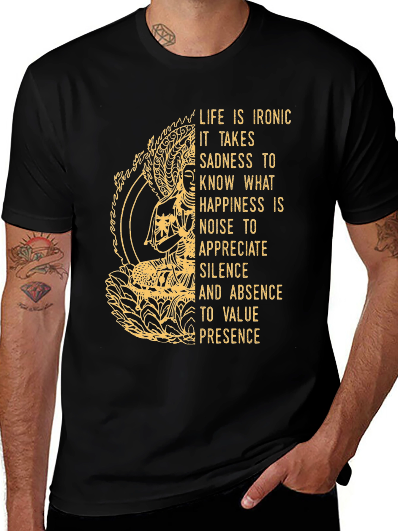 Ironic Life Graphic Tee - Buddha Inspired Wisdom
