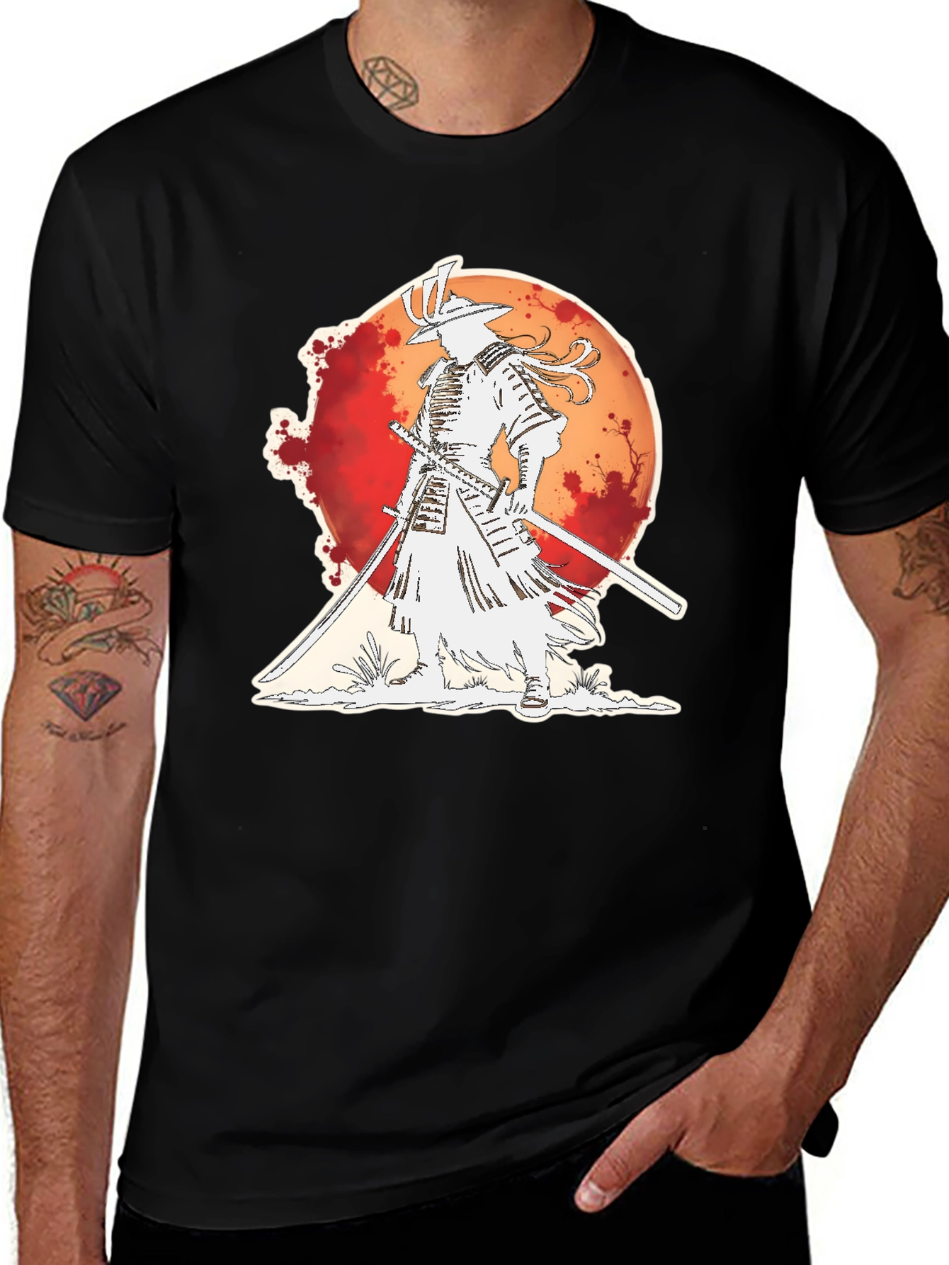 Variant 8 of Samurai Graphic Tee - Mens Black Cotton T-Shirt