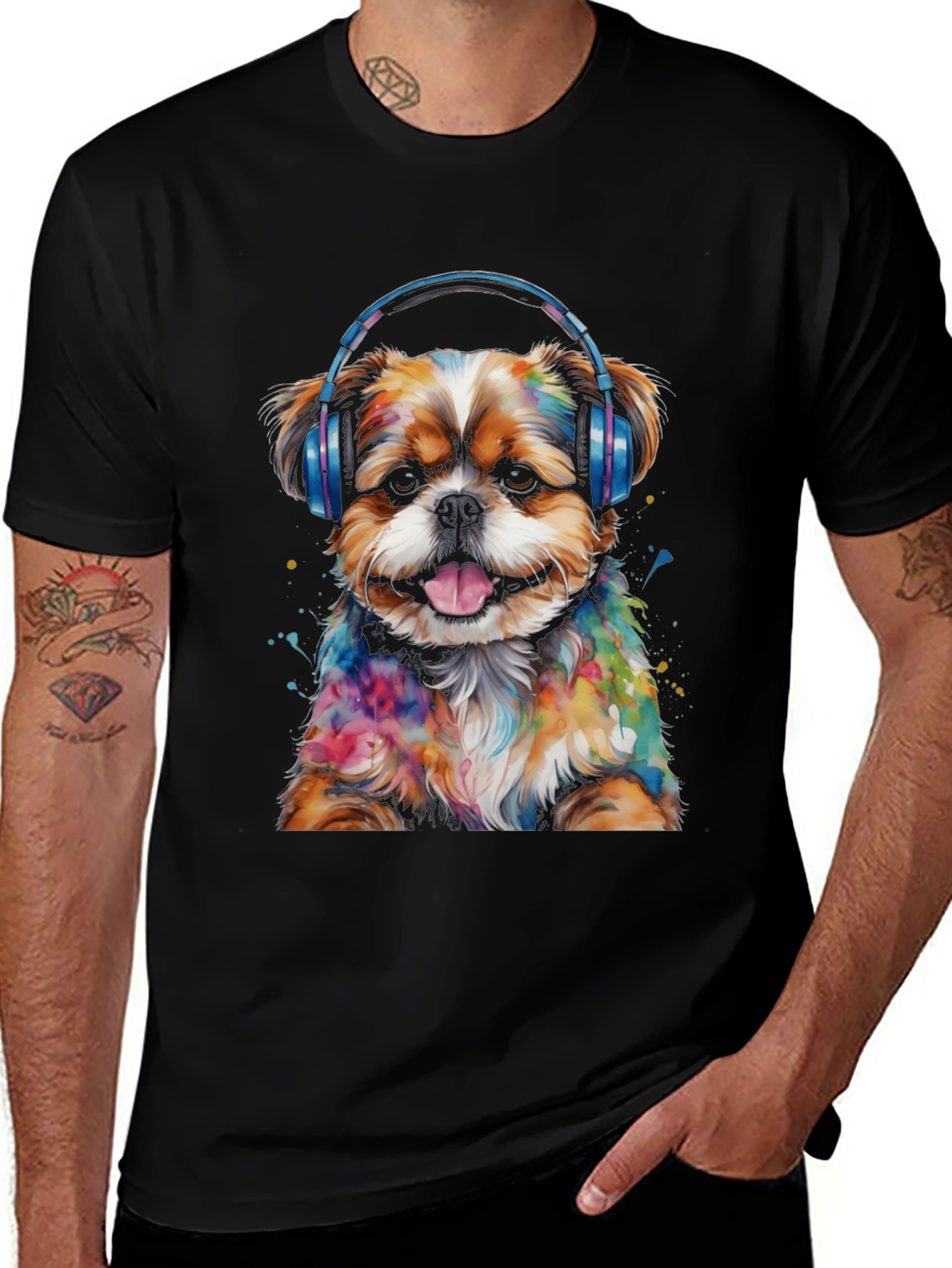 Variant 4 of Dog with Headphones Graphic Tee