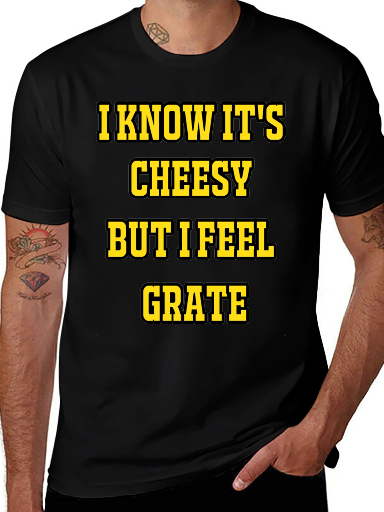 Variant 20 of Cheesy Grate Pun T-Shirt - Black