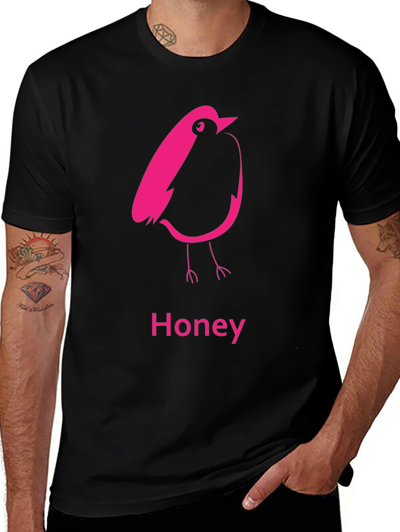 Honey Bird Graphic Tee - Black Cotton Comfort