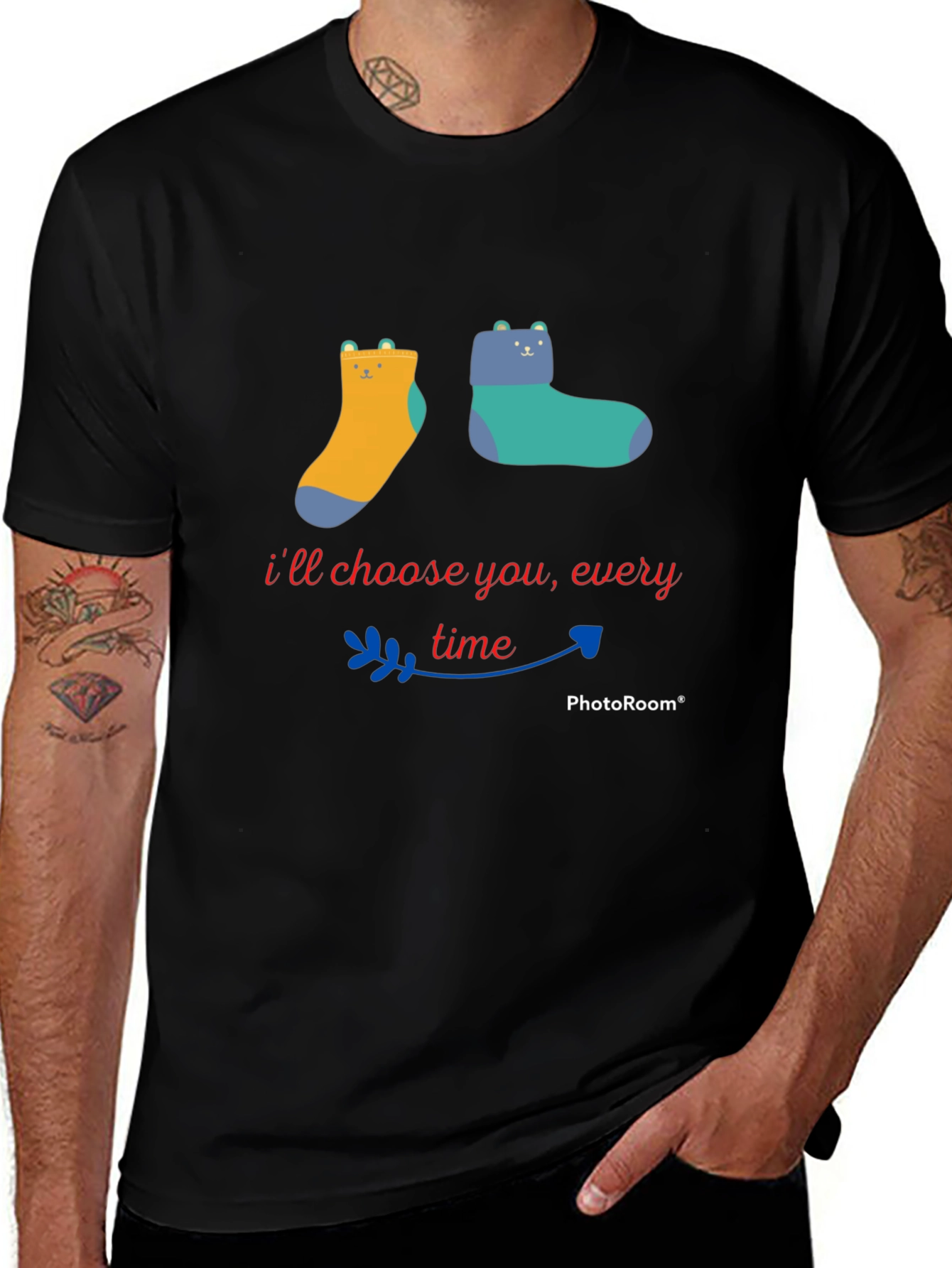 Variant 21 of Cute Cartoon Bear Socks Tee - I'll Choose You Every Time