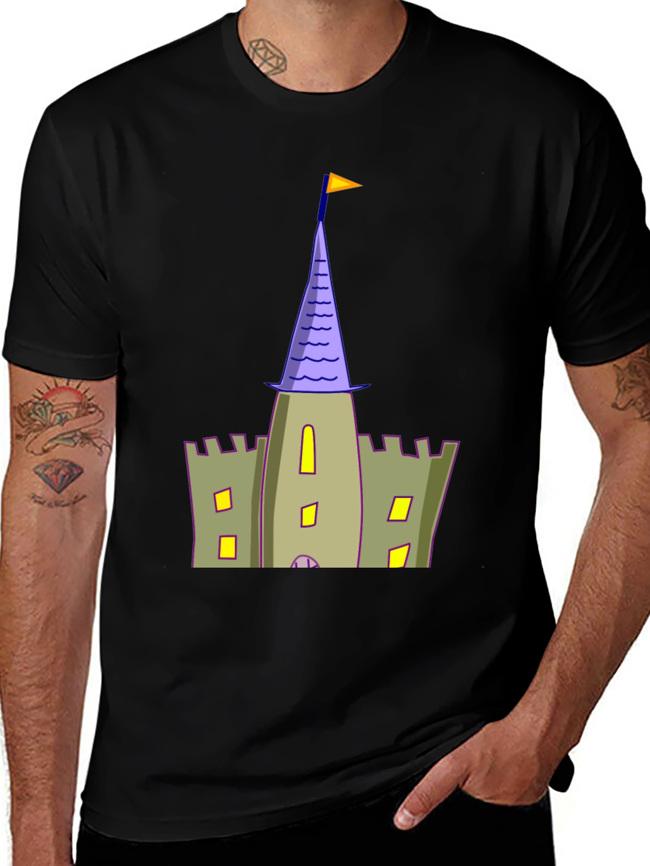 Variant 4 of Castle Tower T-Shirt - Black