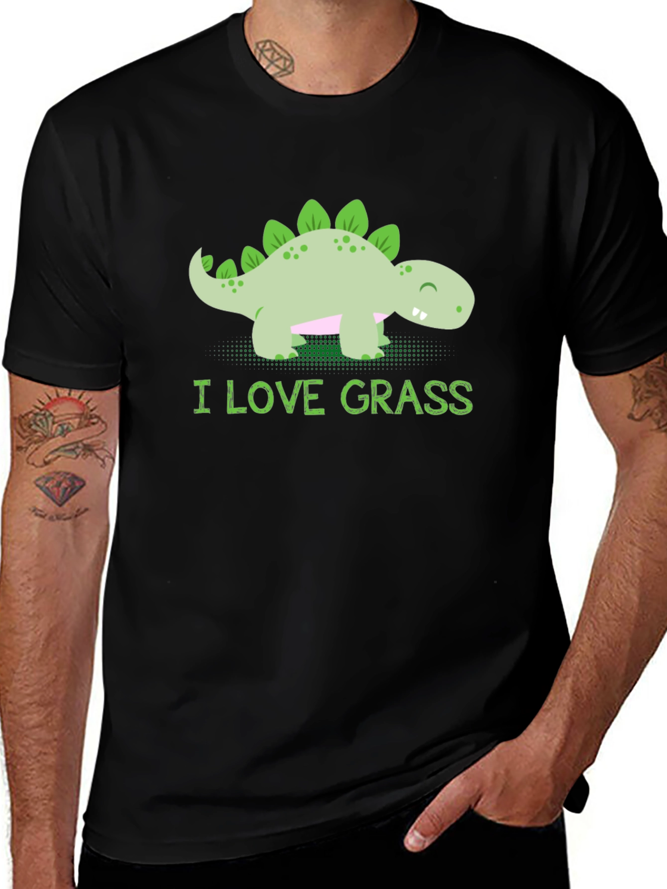 Variant 4 of Cute Dinosaur T-Shirt - I Love Grass Tee