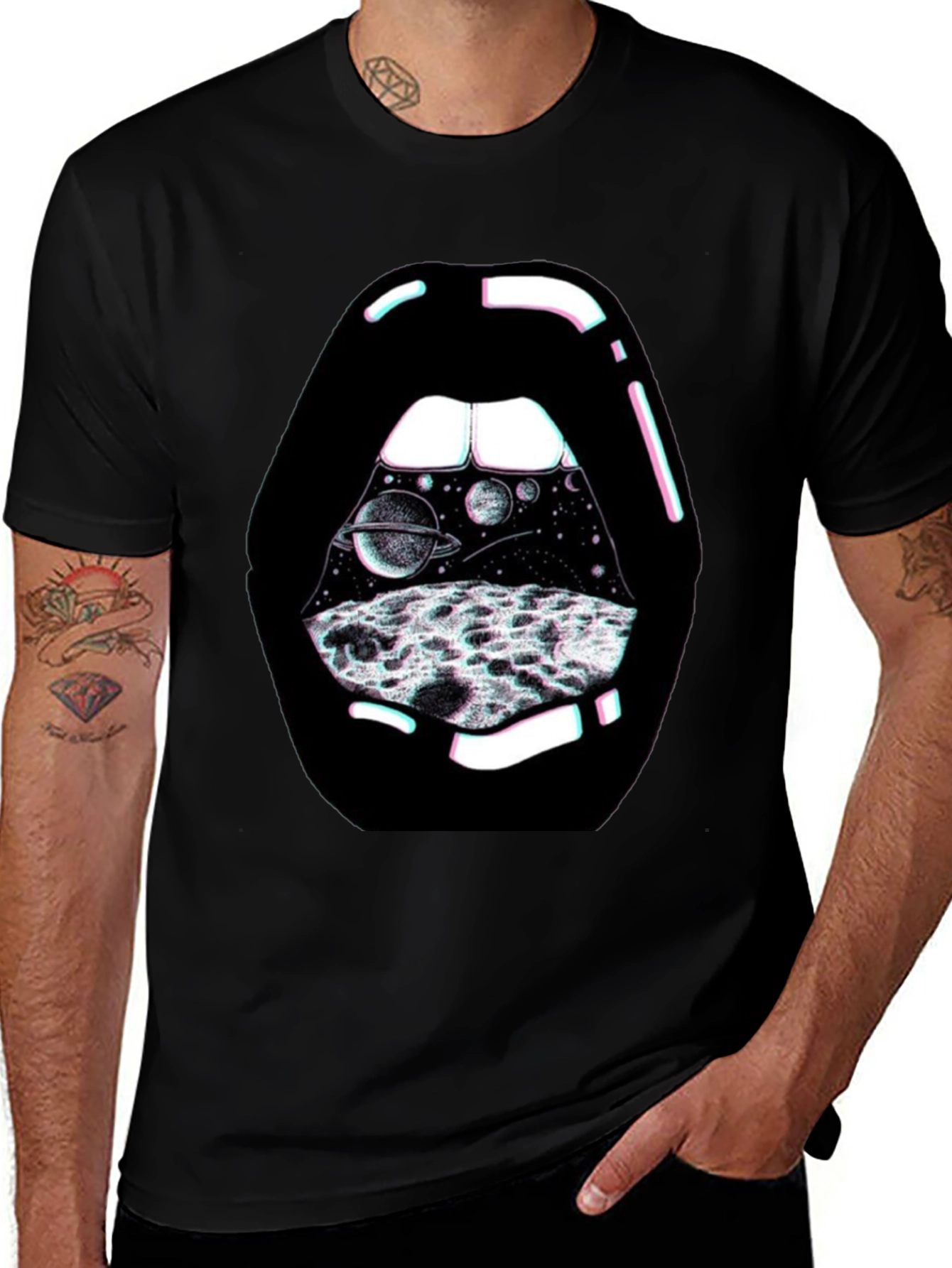 Variant 30 of Galaxy Lips Graphic Tee - Unisex Black T-Shirt