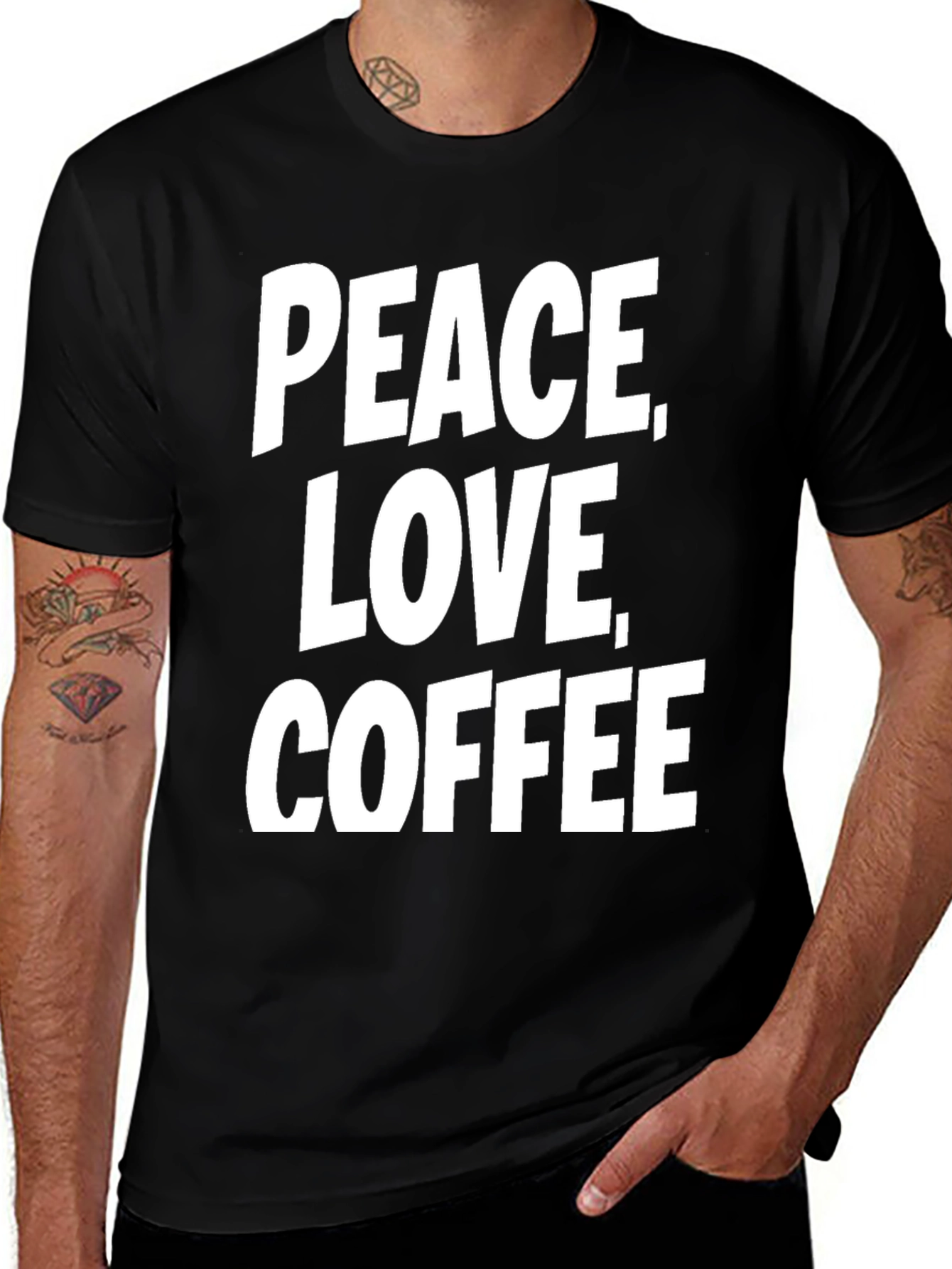 Variant 9 of Peace, Love, Coffee T-Shirt - Black