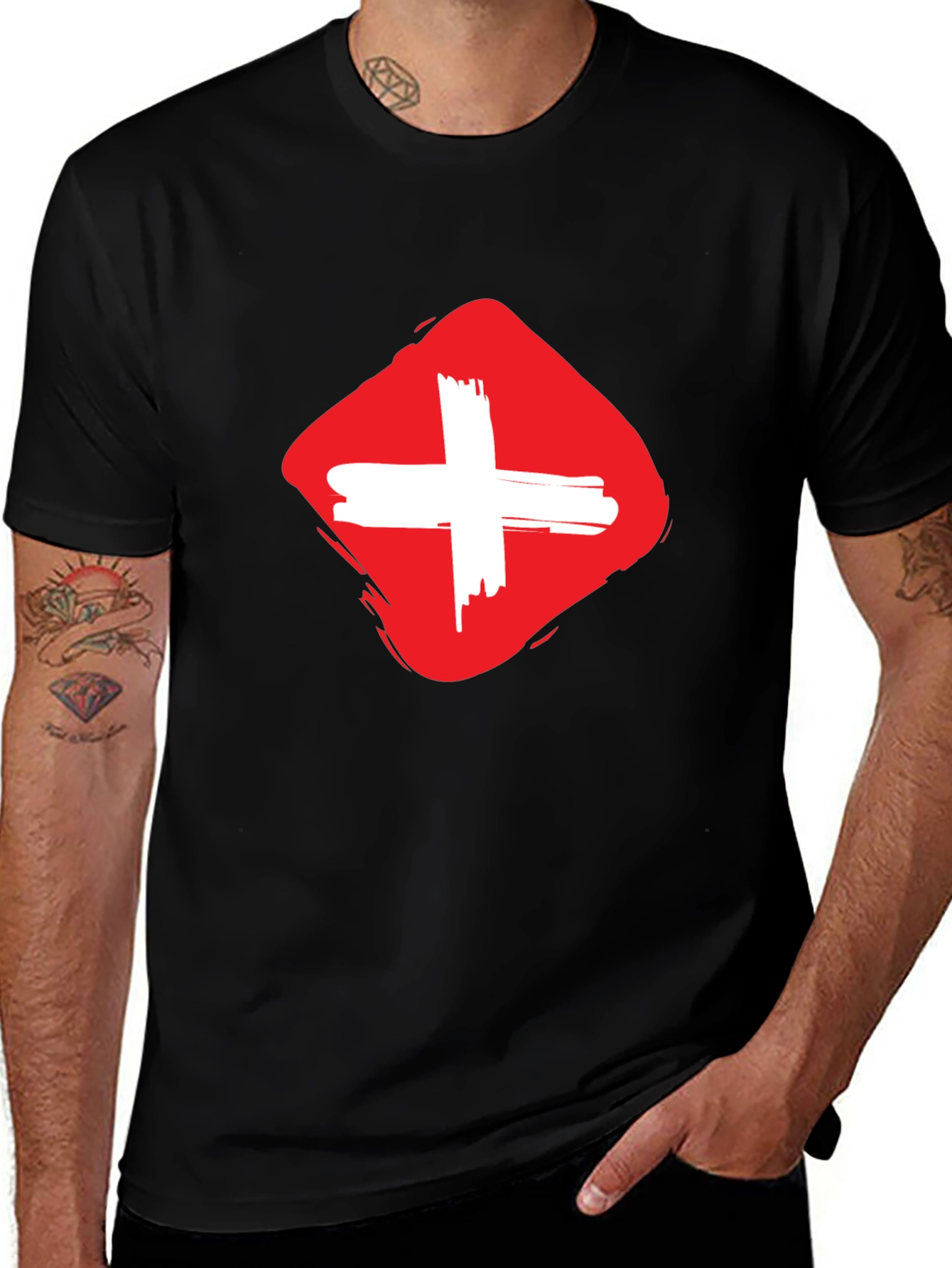 Variant 26 of Bold Graphic Tee - Red Cross Design