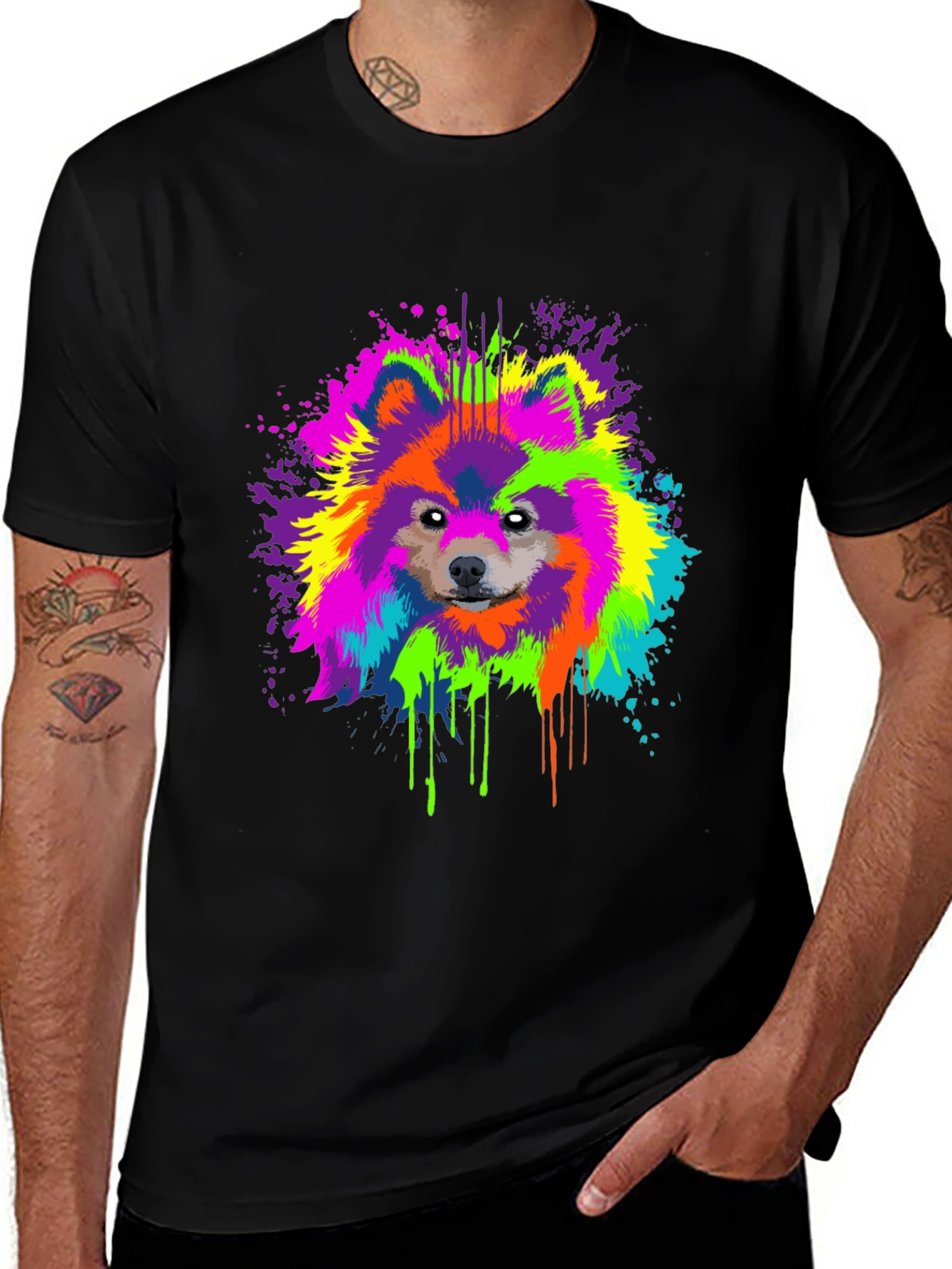 Variant 12 of Vibrant Dog Splatter Art Graphic Tee