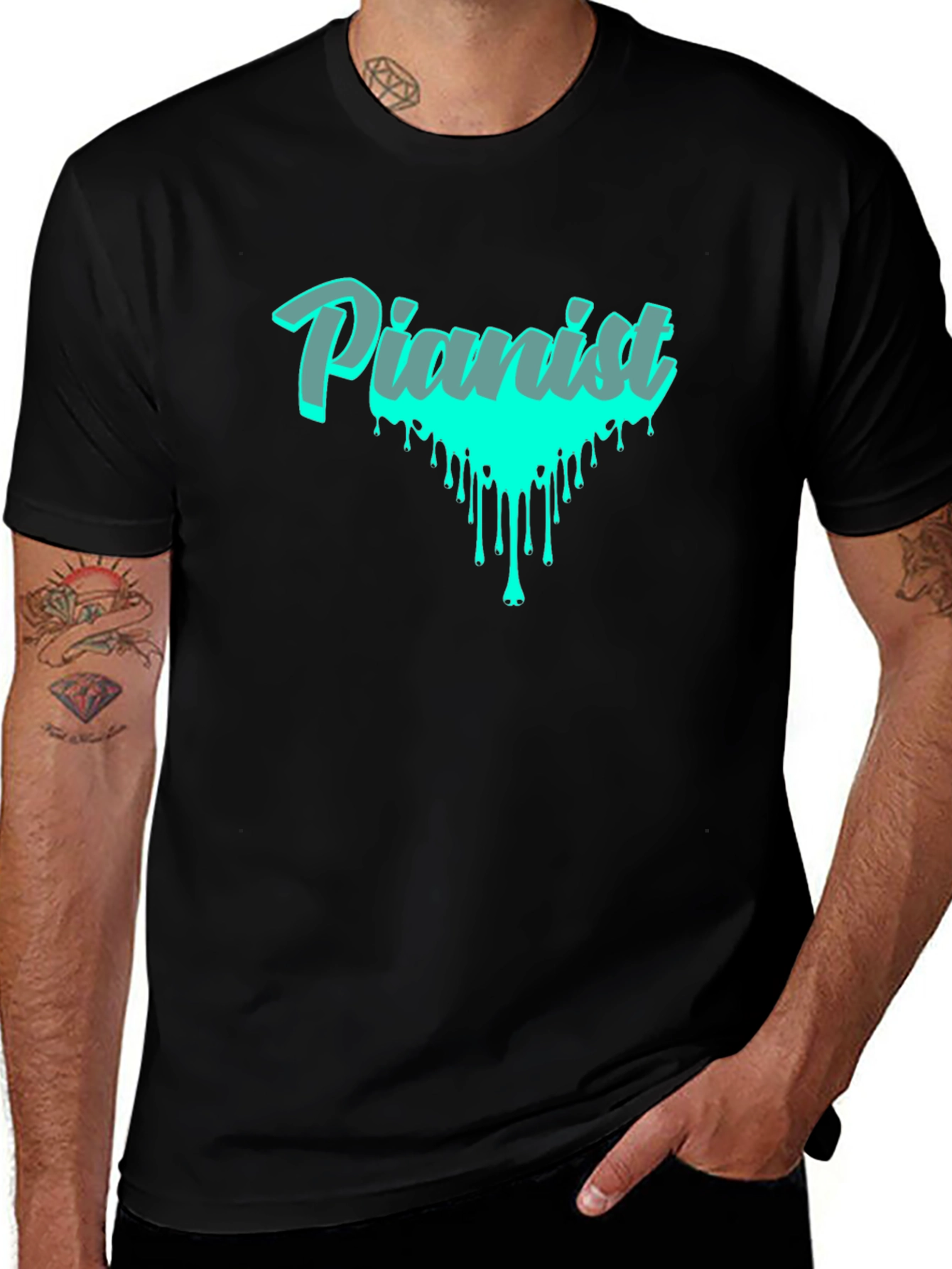 Variant 15 of Pianist Drip Graphic T-Shirt - Music Lover Tee