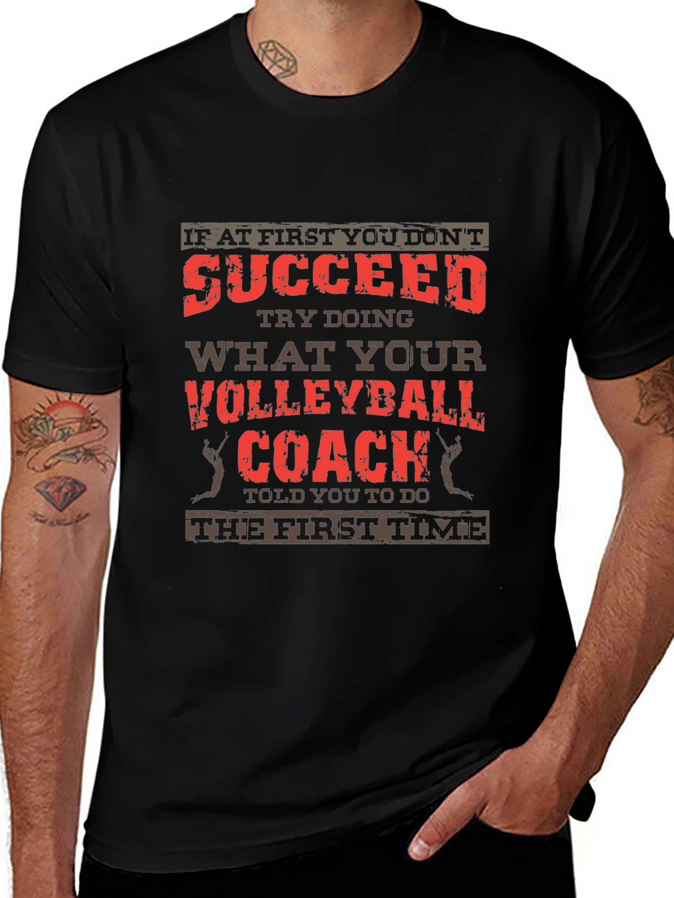 Variant 17 of Volleyball Coach T-Shirt - If at First You Don't Succeed