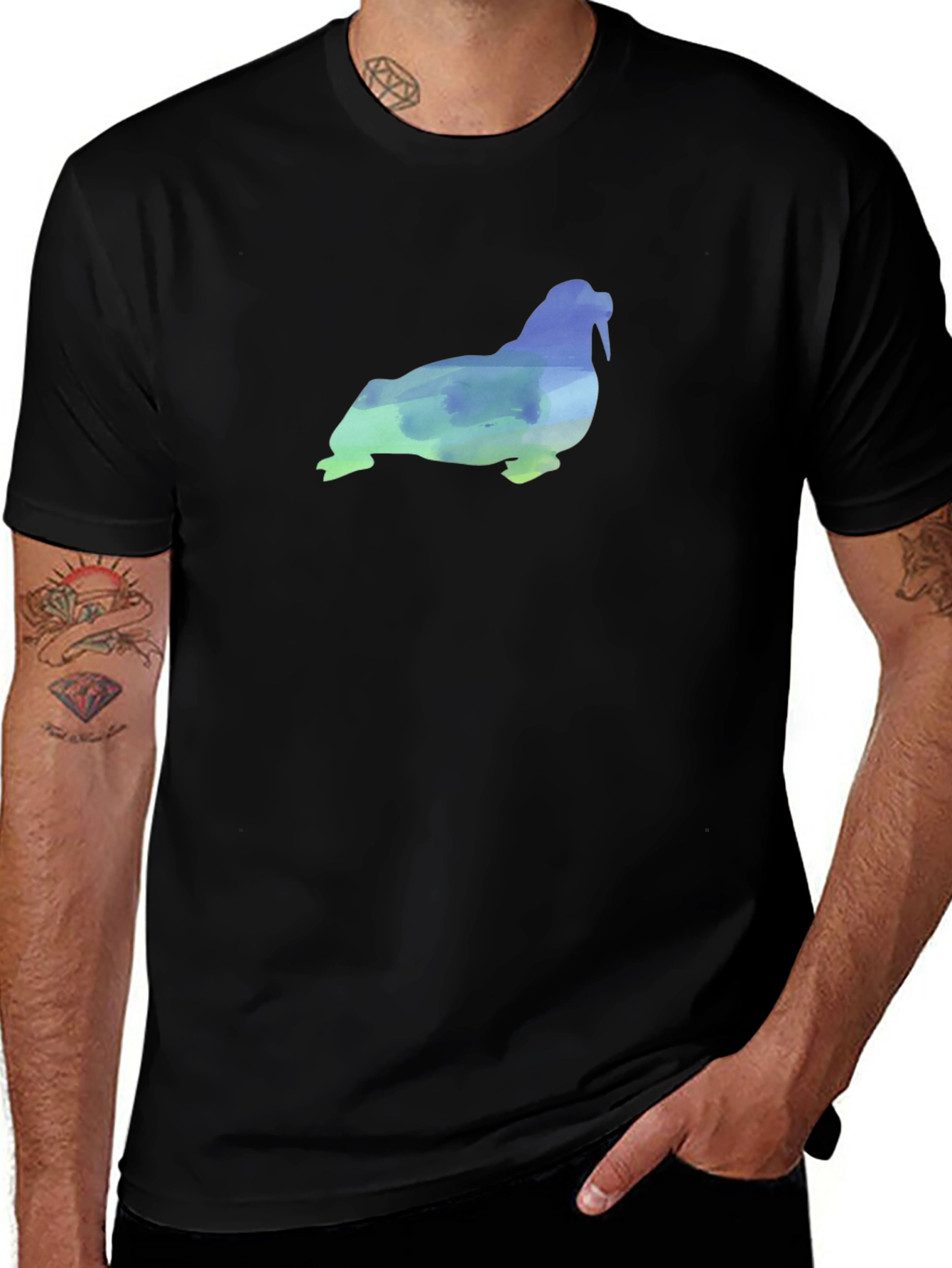 Variant 27 of Walrus Watercolor Graphic Tee - Cool Casual Shirt