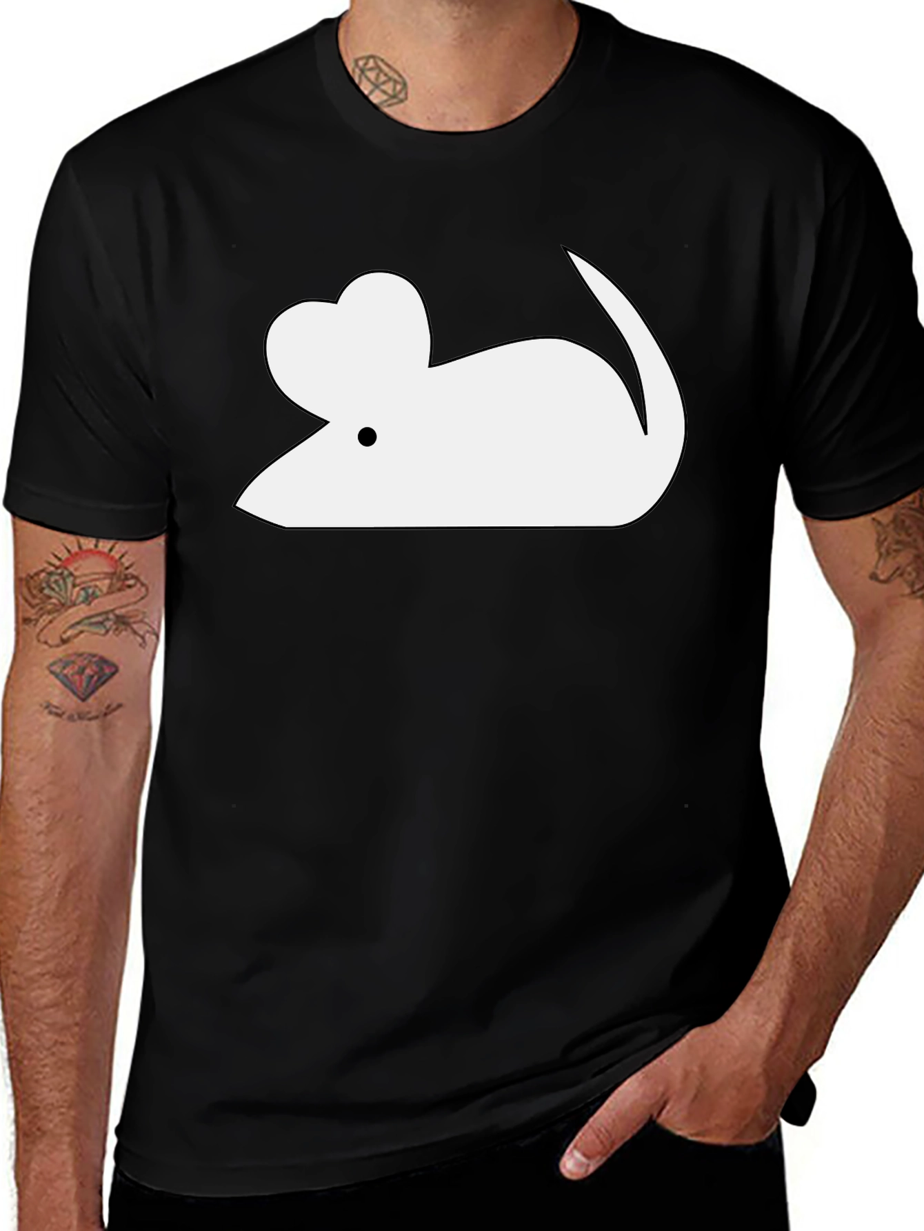 Variant 20 of Mouse Graphic Tee - Stylish & Playful Black T-Shirt
