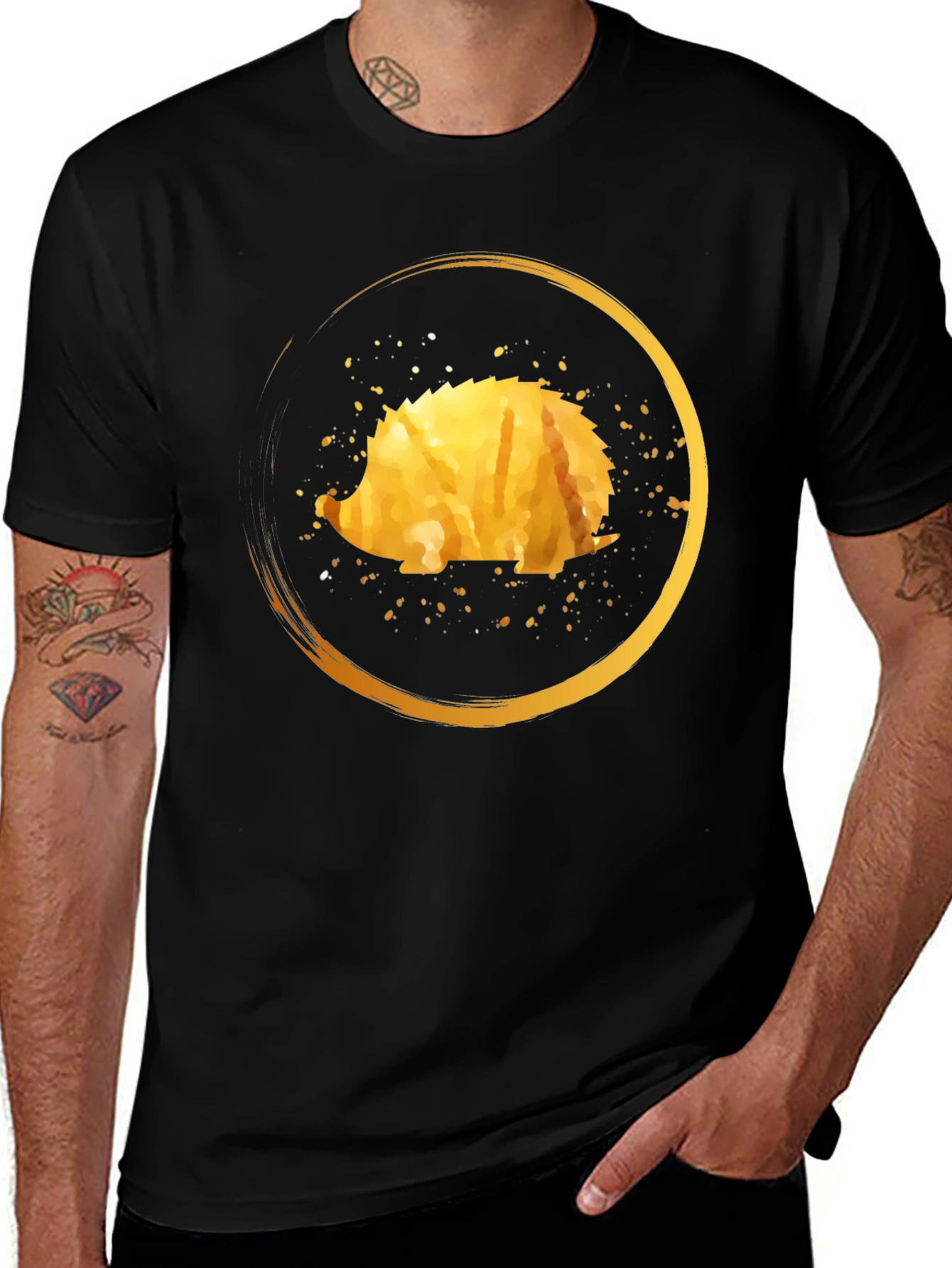 Variant 6 of Golden Hedgehog Graphic Tee - Stylish Unisex Shirt