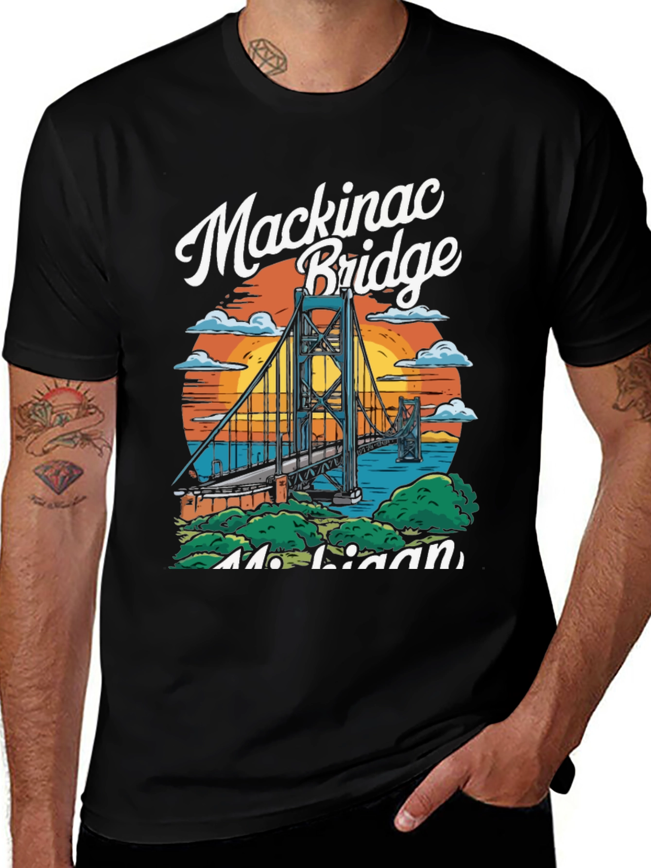 Mackinac Bridge Michigan Graphic T-Shirt